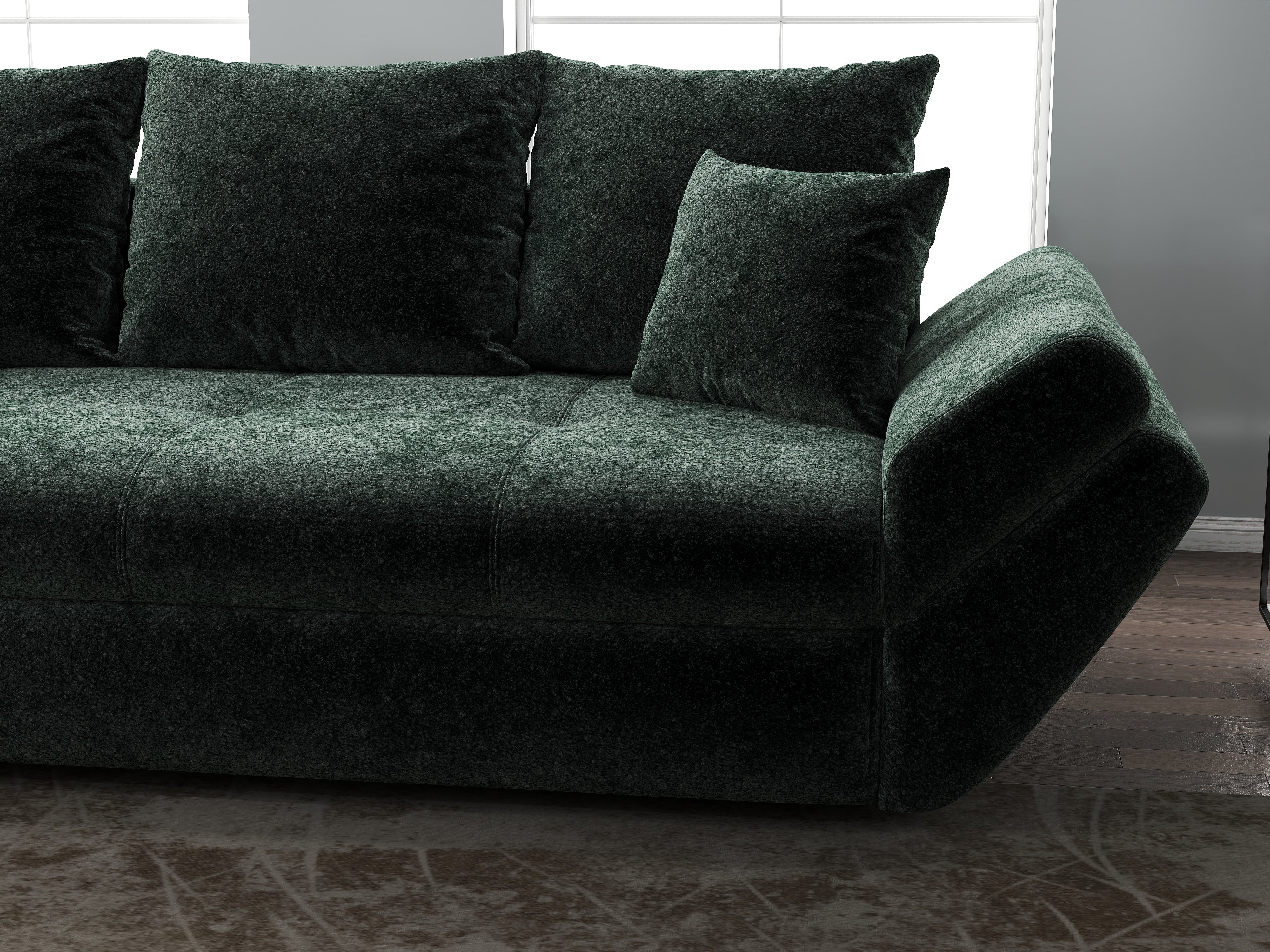 Canapea extensibilă dumonde cu ladă de depozitare si sezut confortabil din spuma HR, Loana Euphoria Verde 250x100 cm Fabrica