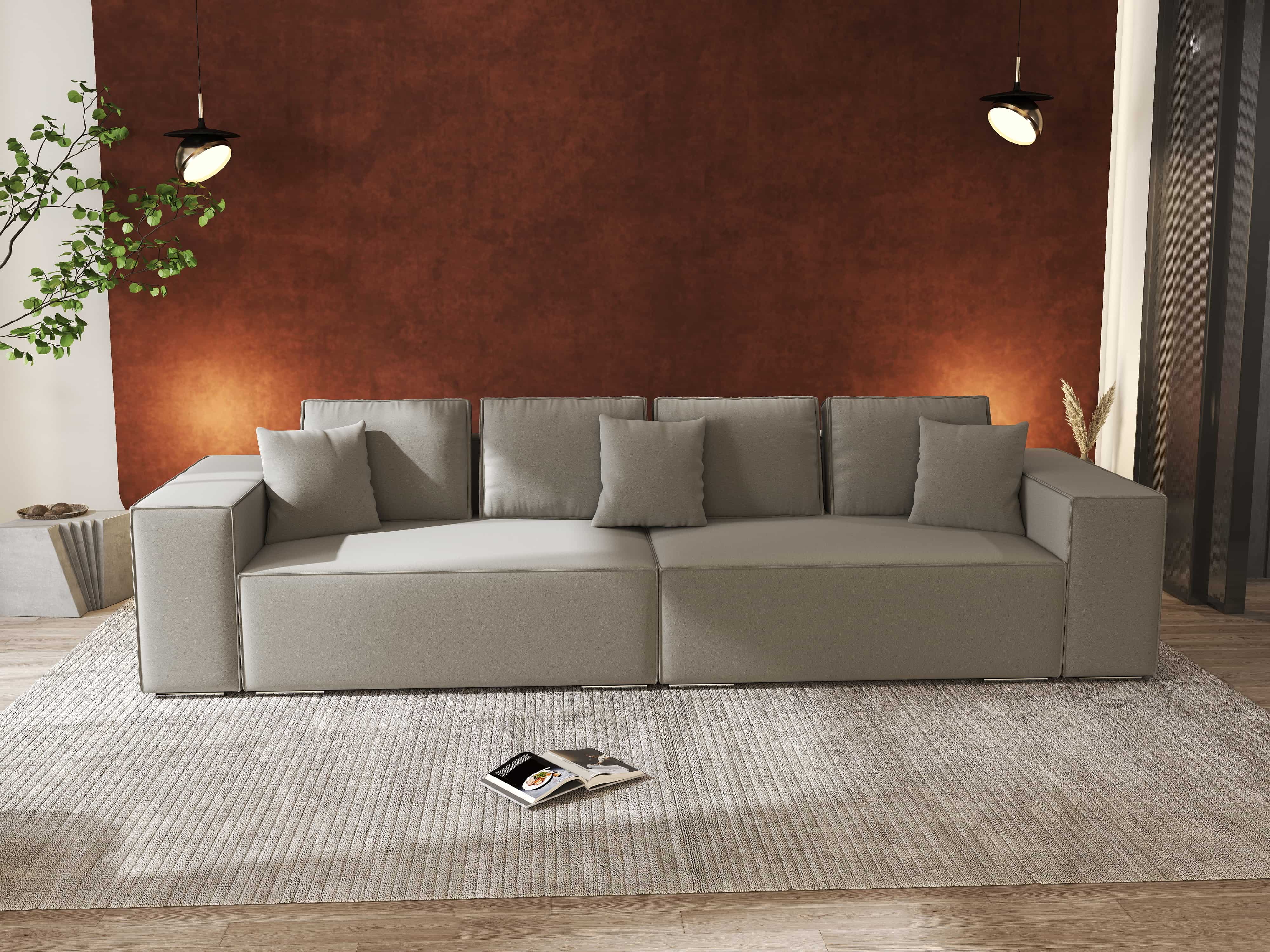 Canapea extensibilă dumonde cu ladă de depozitare si sezut confortabil din spuma HR, Dream Royal Gri 310x100 cm Fabrica