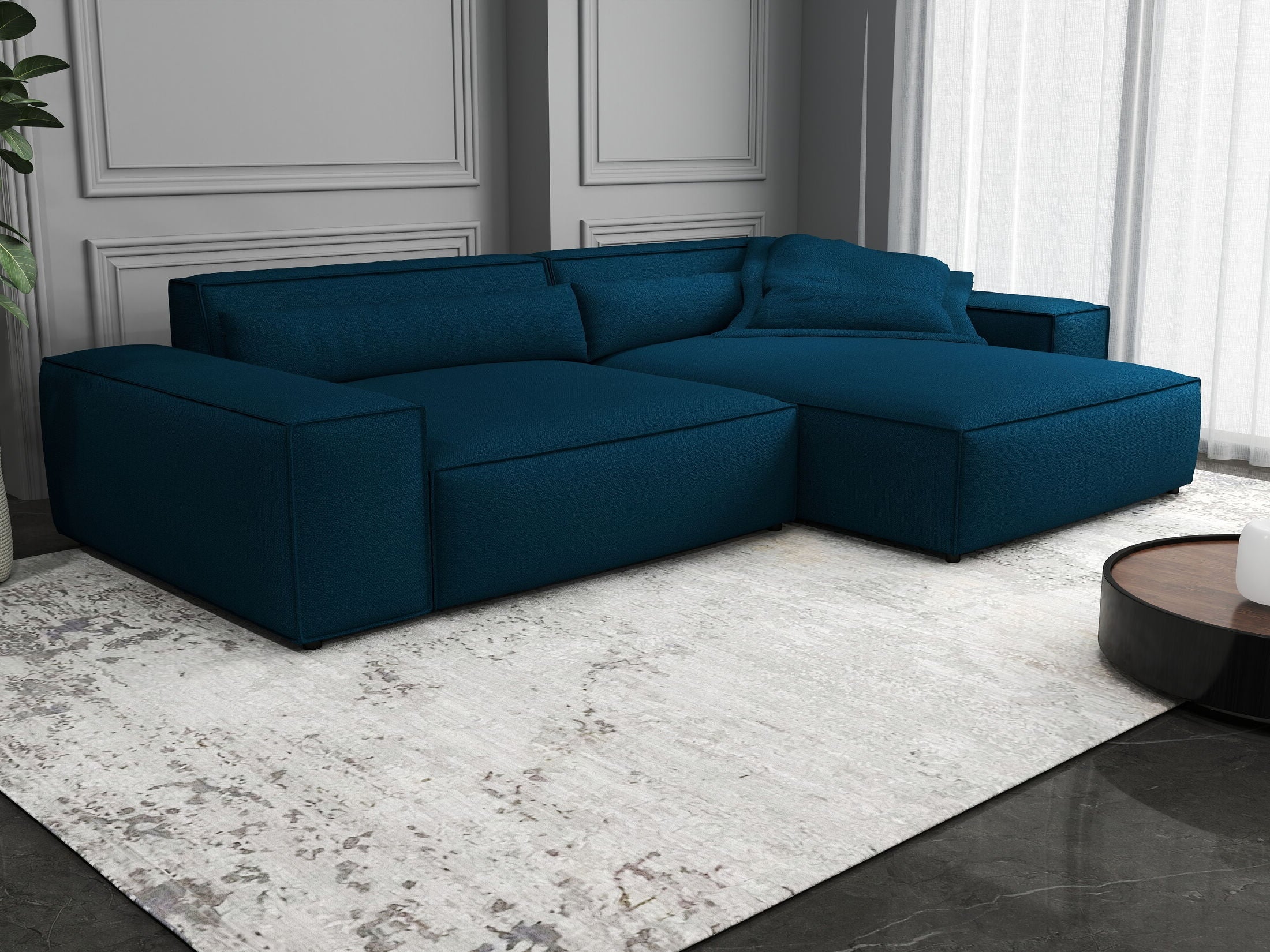 Colțar dumonde cu șezut confortabil din spumă HR, Marvelo Enjoy Verde Petrol 264x175 cm II