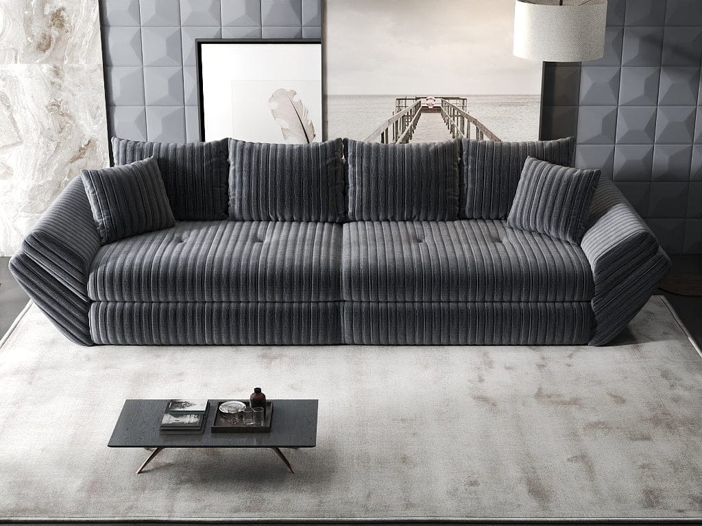 Canapea extensibilă dumonde cu ladă de depozitare si sezut confortabil din spuma HR, Loana Ambience Gri 300x100 cm Fabrica