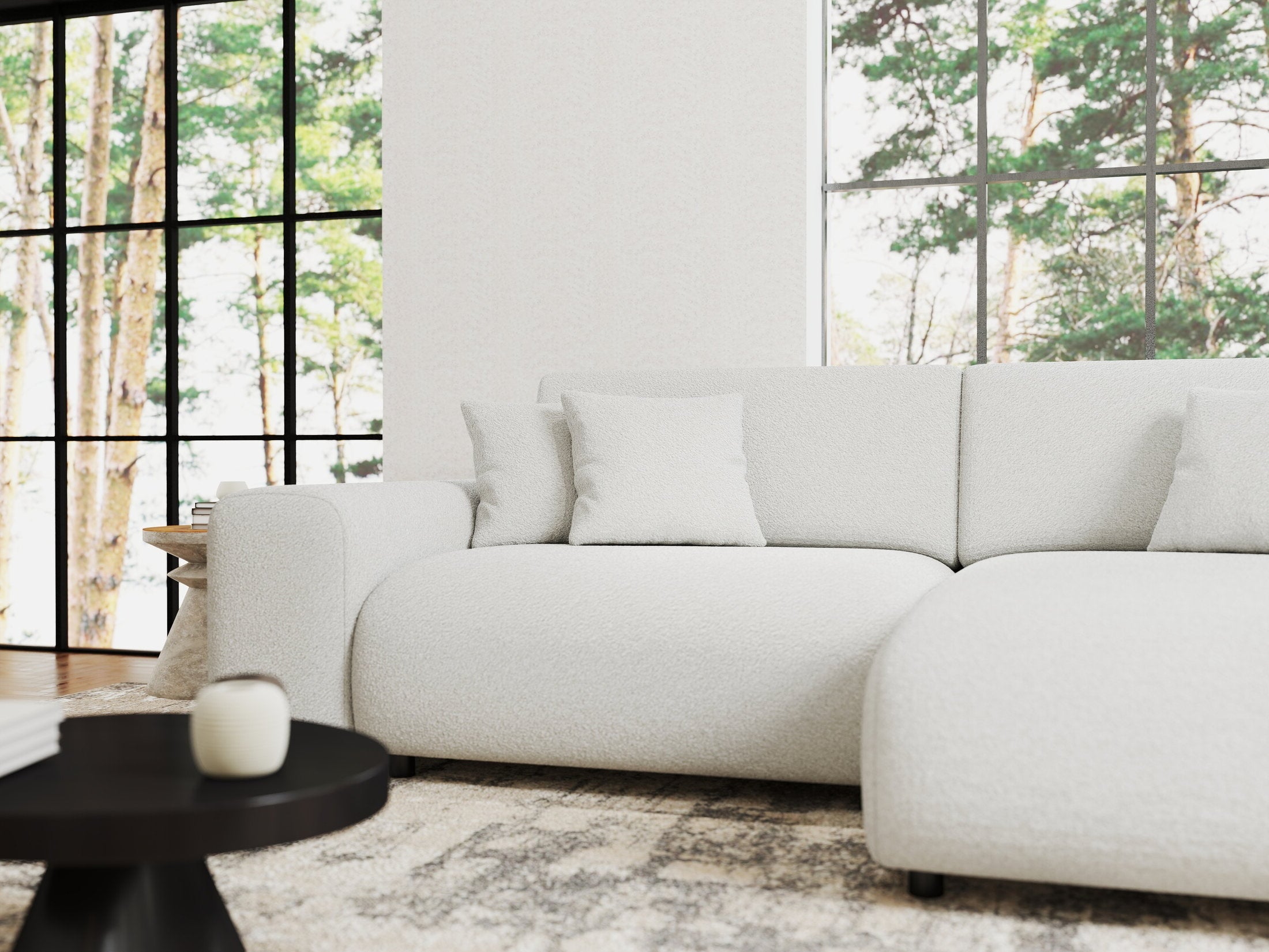 Colțar extensibil dumonde cu ladă de depozitare si sezut confortabil din spuma HR, Sarina Euphoria Alb 255x168 cm II