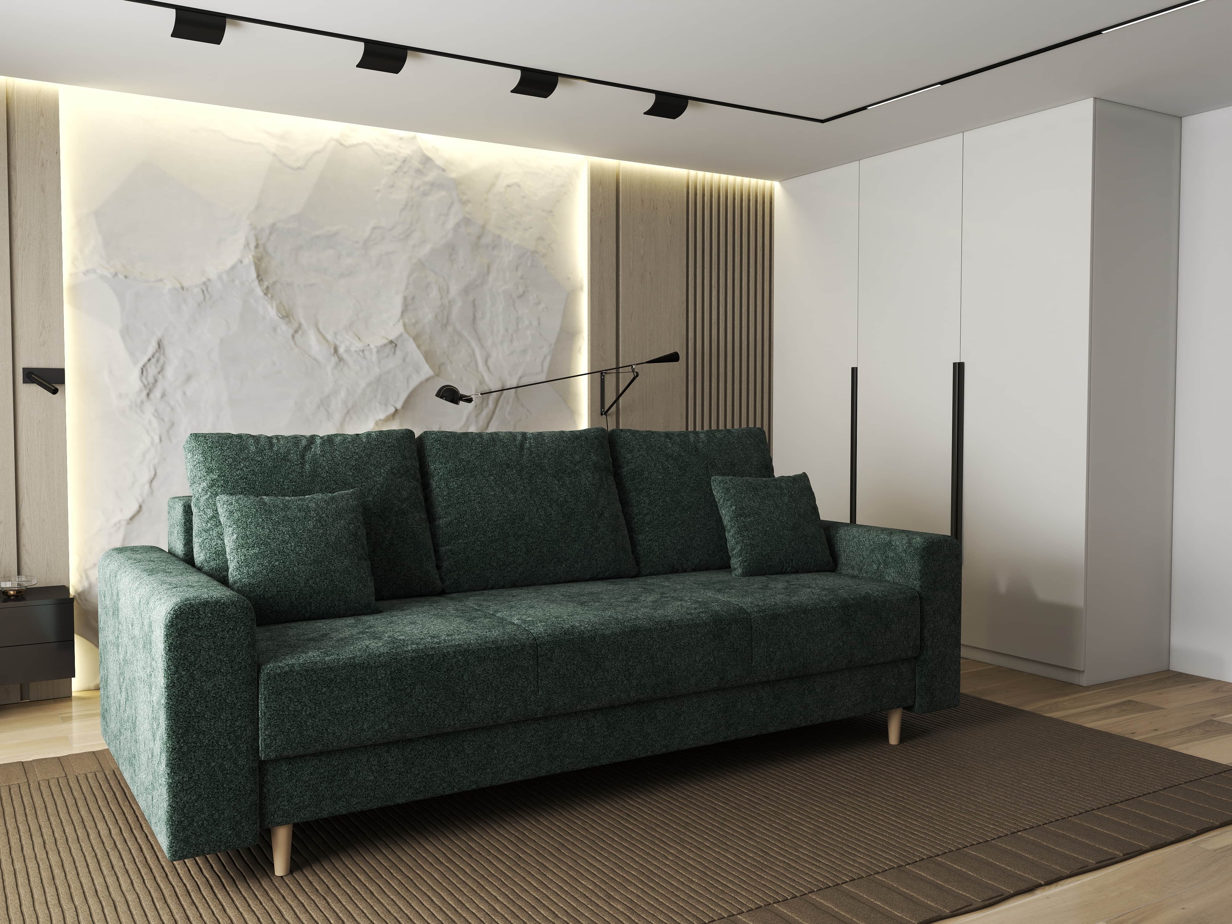 Canapea extensibilă dumonde cu ladă de depozitare si sezut confortabil din spuma HR, Kronos Euphoria Verde 210x100 cm fabrica