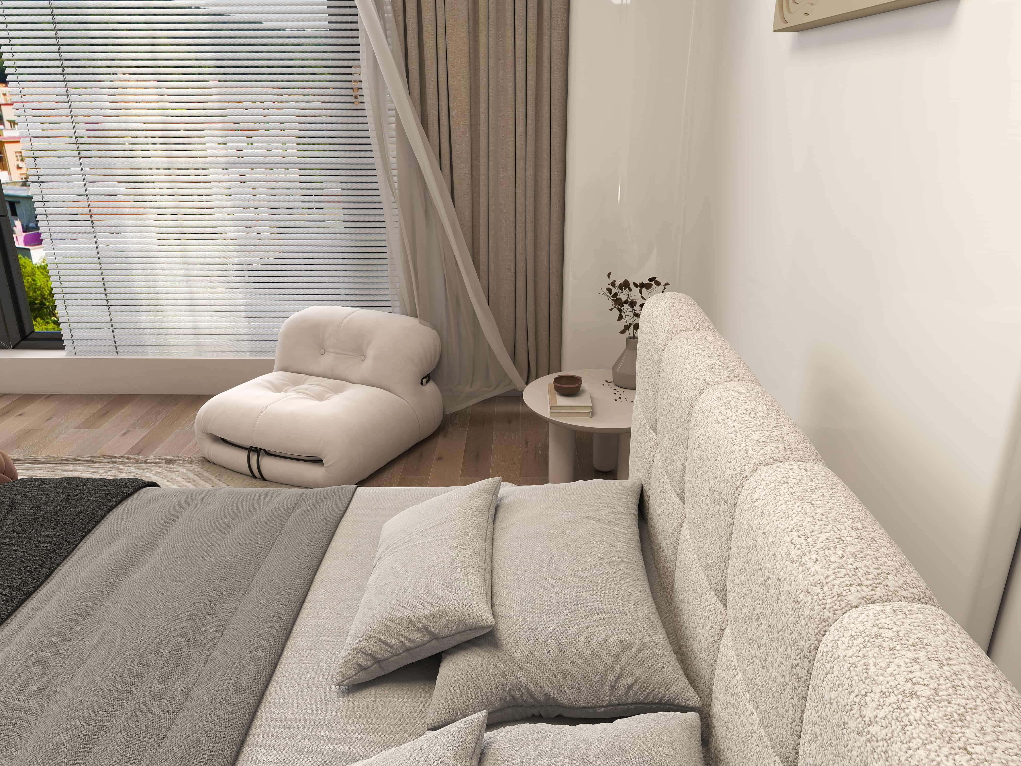 Pat dormitor dumonde, tapitat gri, Lorenzo 180x200 cm, somiera rabatabila inclusa, spatiu depozitare WLS