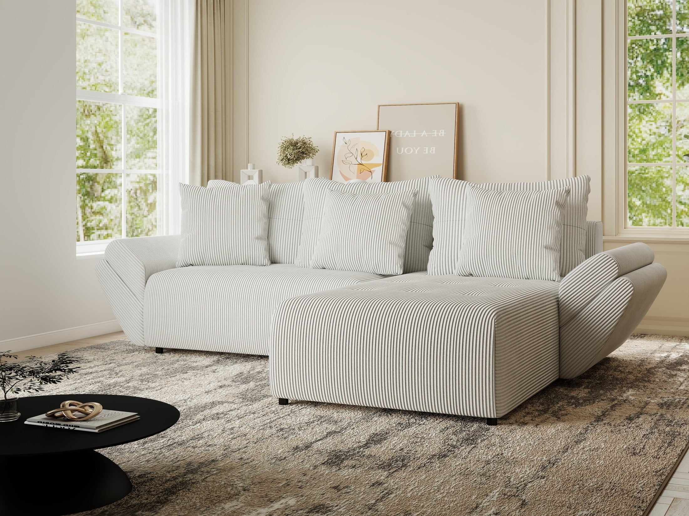 Colțar extensibil dumonde cu ladă de depozitare si sezut confortabil din spuma HR, Berlin Zoom Gri 280x185 cm II