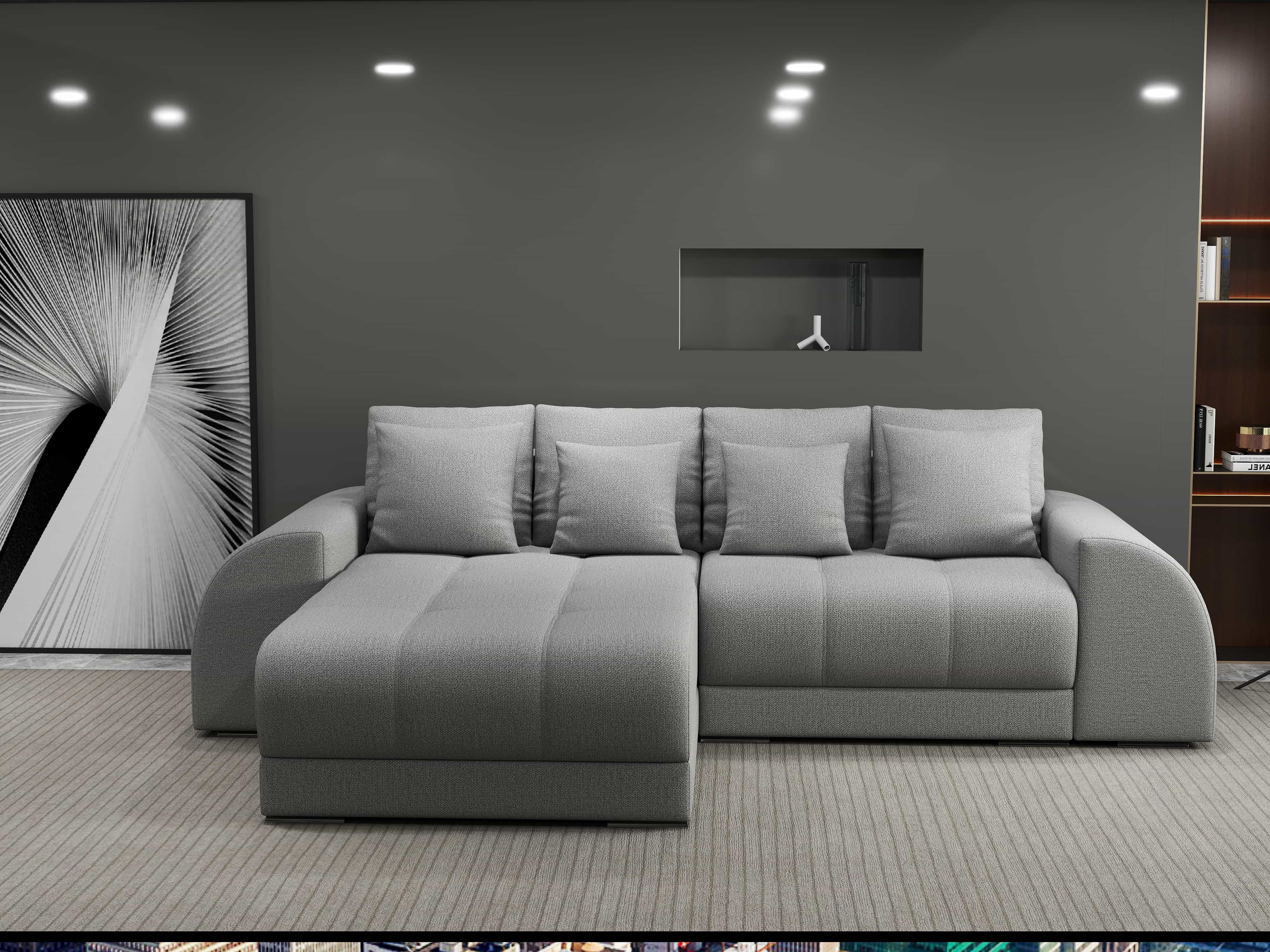 Colțar extensibil dumonde cu ladă de depozitare si sezut confortabil din spuma HR, Verona Enjoy Gri 290x185 cm Fabrica