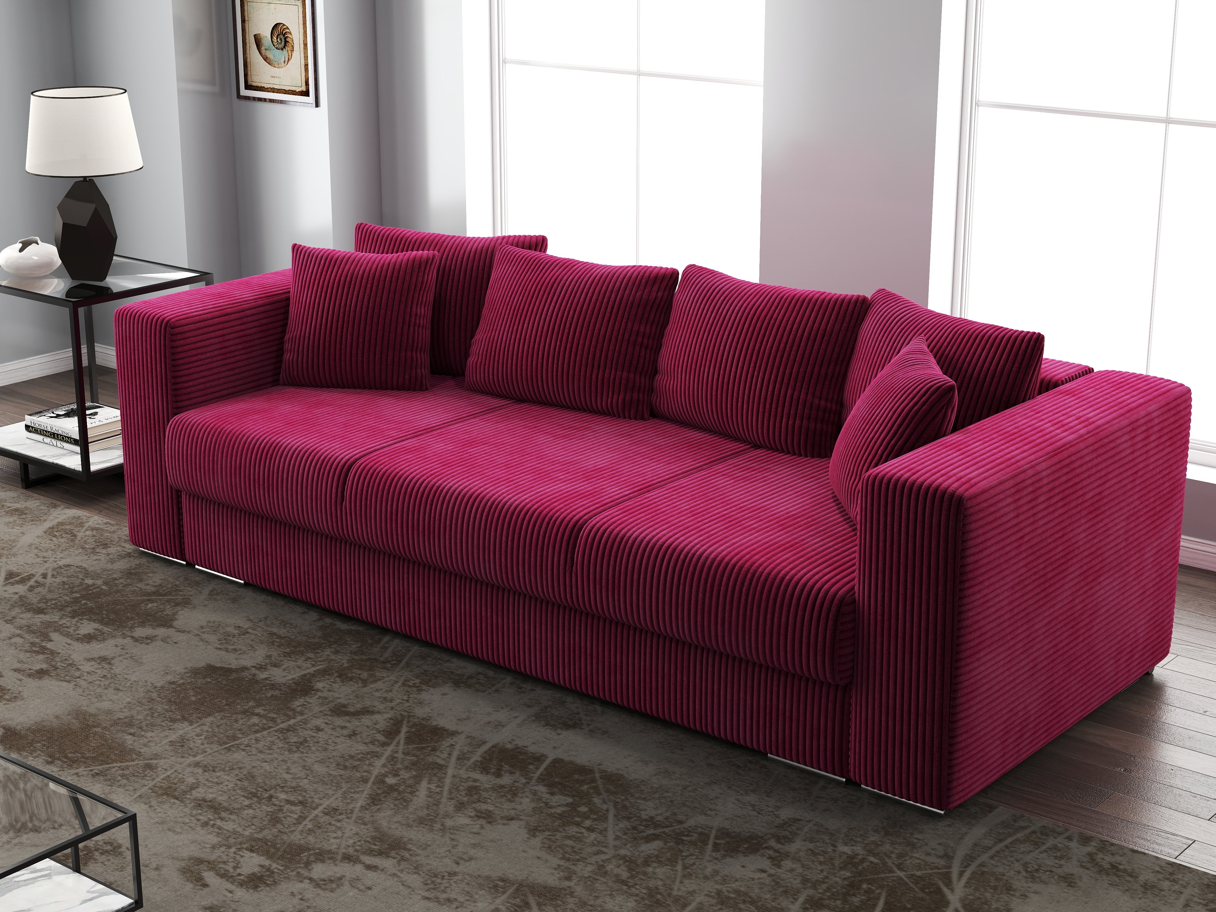 Canapea extensibilă dumonde cu ladă de depozitare si sezut confortabil din spuma HR, Gloria Zoom Red 240x100 cm Fabrica