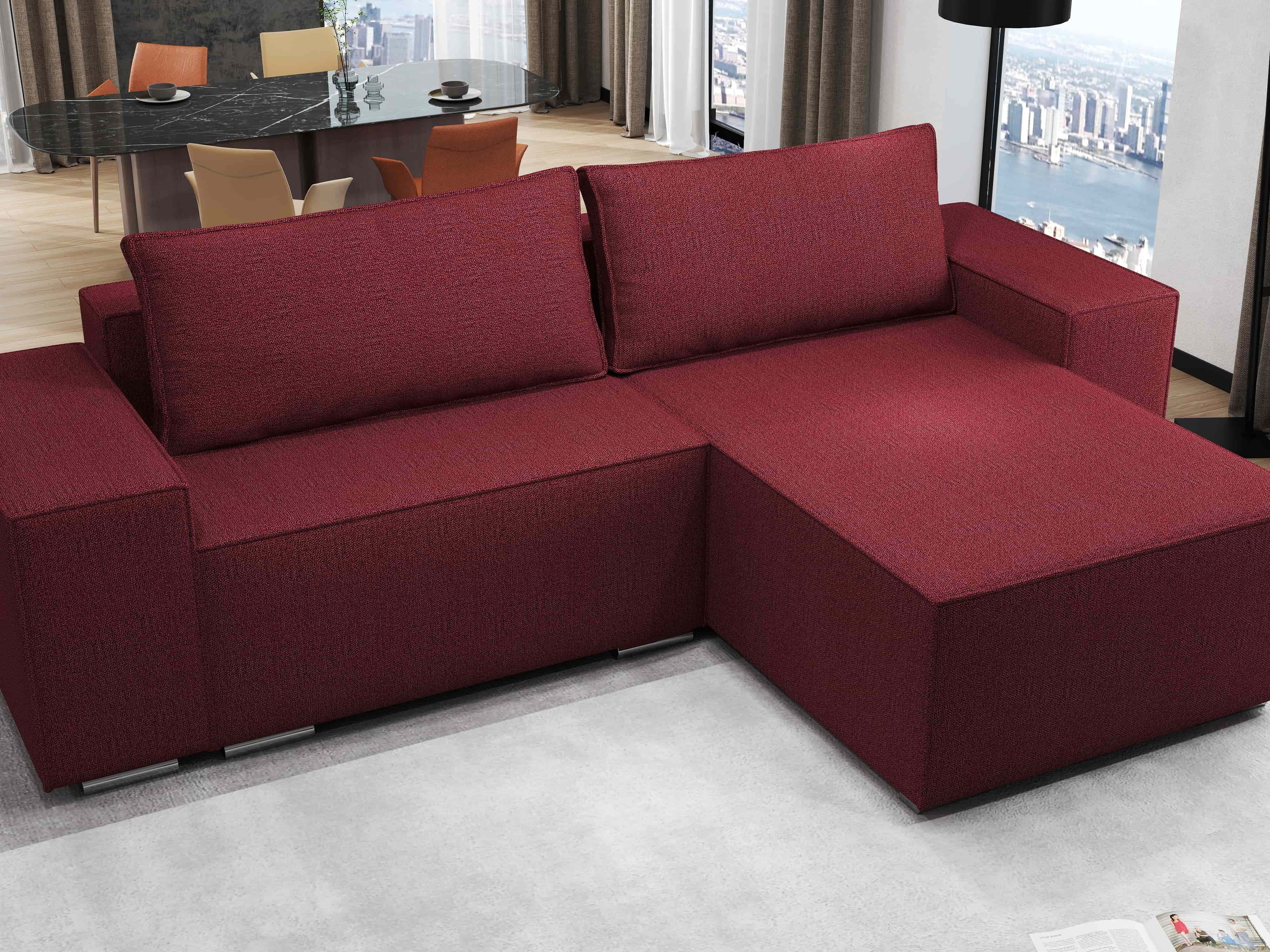 Colțar extensibil dumonde cu ladă de depozitare si sezut confortabil din spuma HR, Dream Enjoy Rosu 290x185 cm II Fabrica