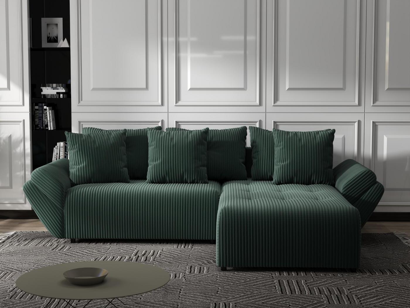 Colțar extensibil dumonde cu ladă de depozitare si sezut confortabil din spuma HR, Berlin Ambience Verde 280x185 cm II Fabrica