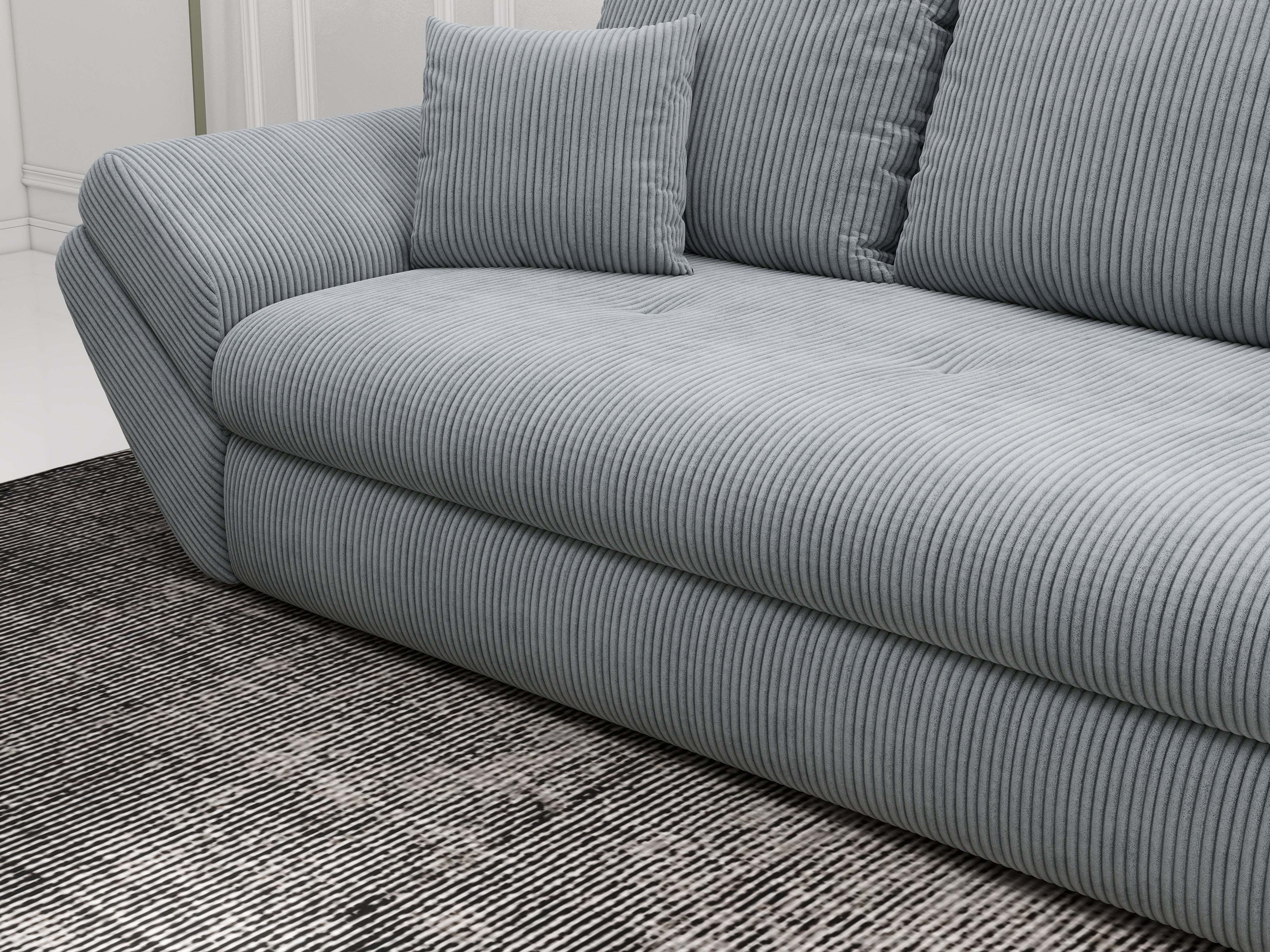 Canapea extensibilă dumonde cu ladă de depozitare si sezut confortabil din spuma HR, Loana Zoom Grey 250x100 cm Fabrica
