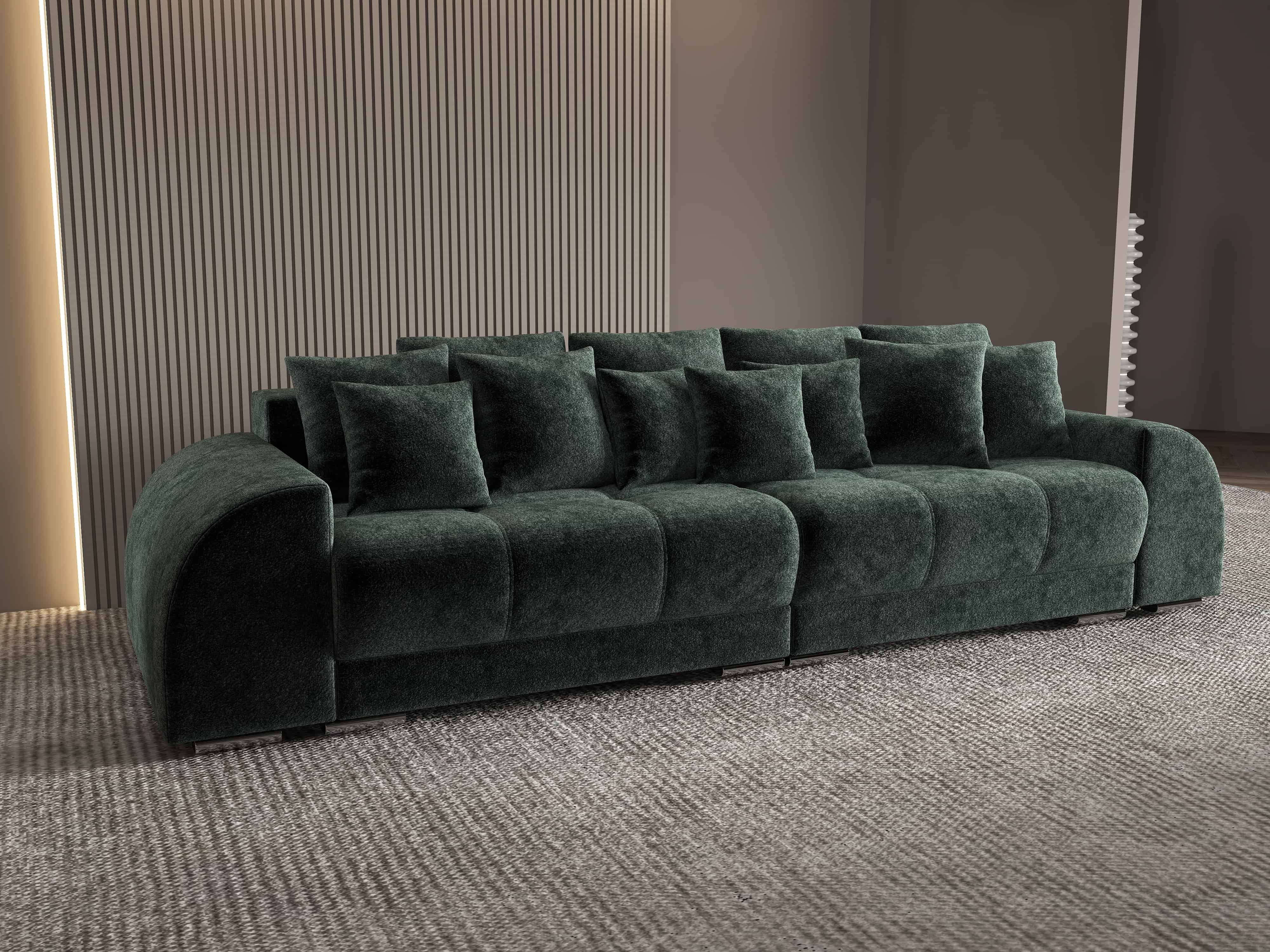 Canapea extensibilă dumonde cu 2 lăzi de depozitare si sezut confortabil din spuma HR, Verona Euphoria Green 310x100 cm Fabrica