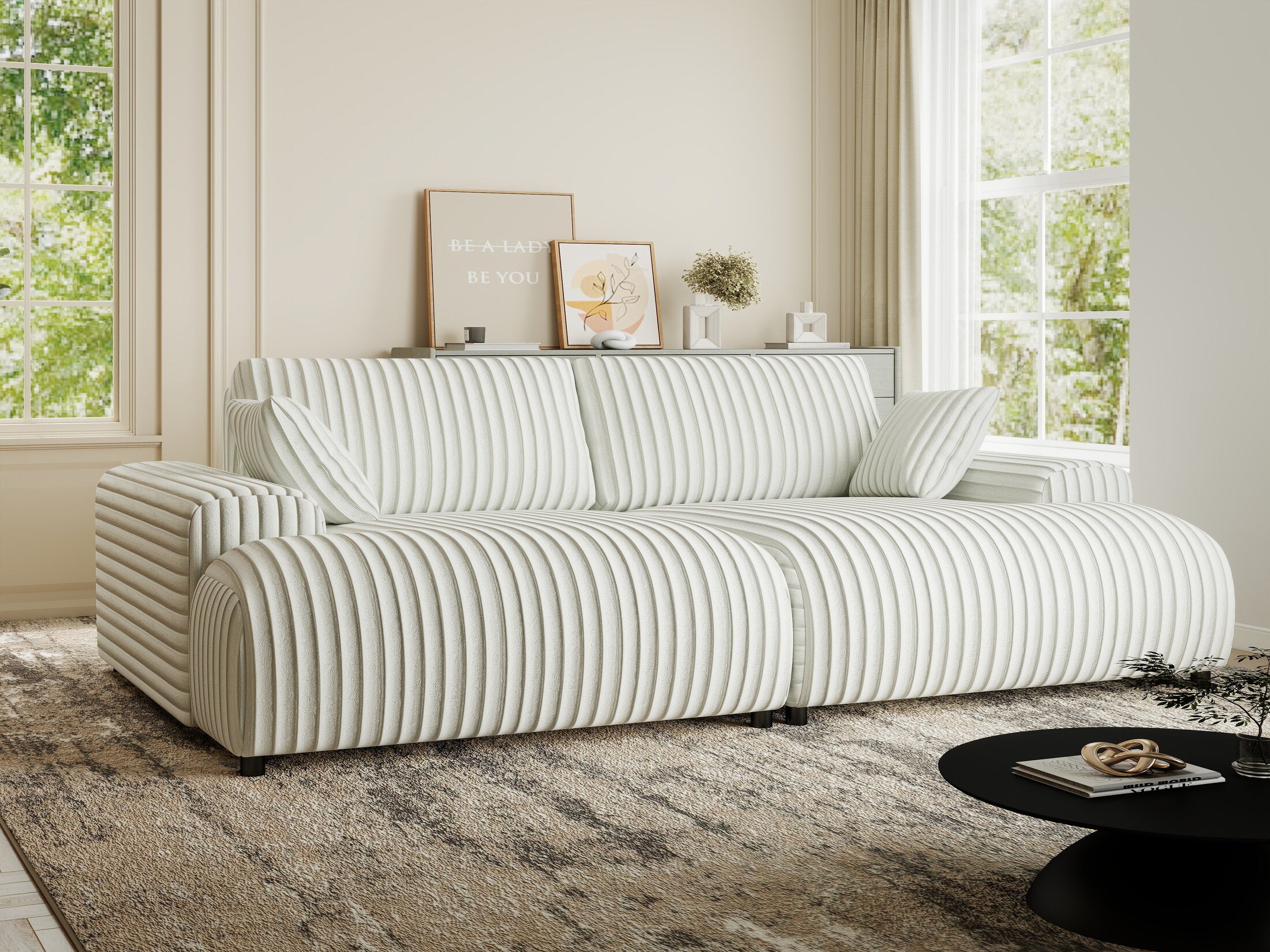 Canapea dumonde cu sezut confortabil din spuma HR, Hudson Ambience Alb 237x144 cm