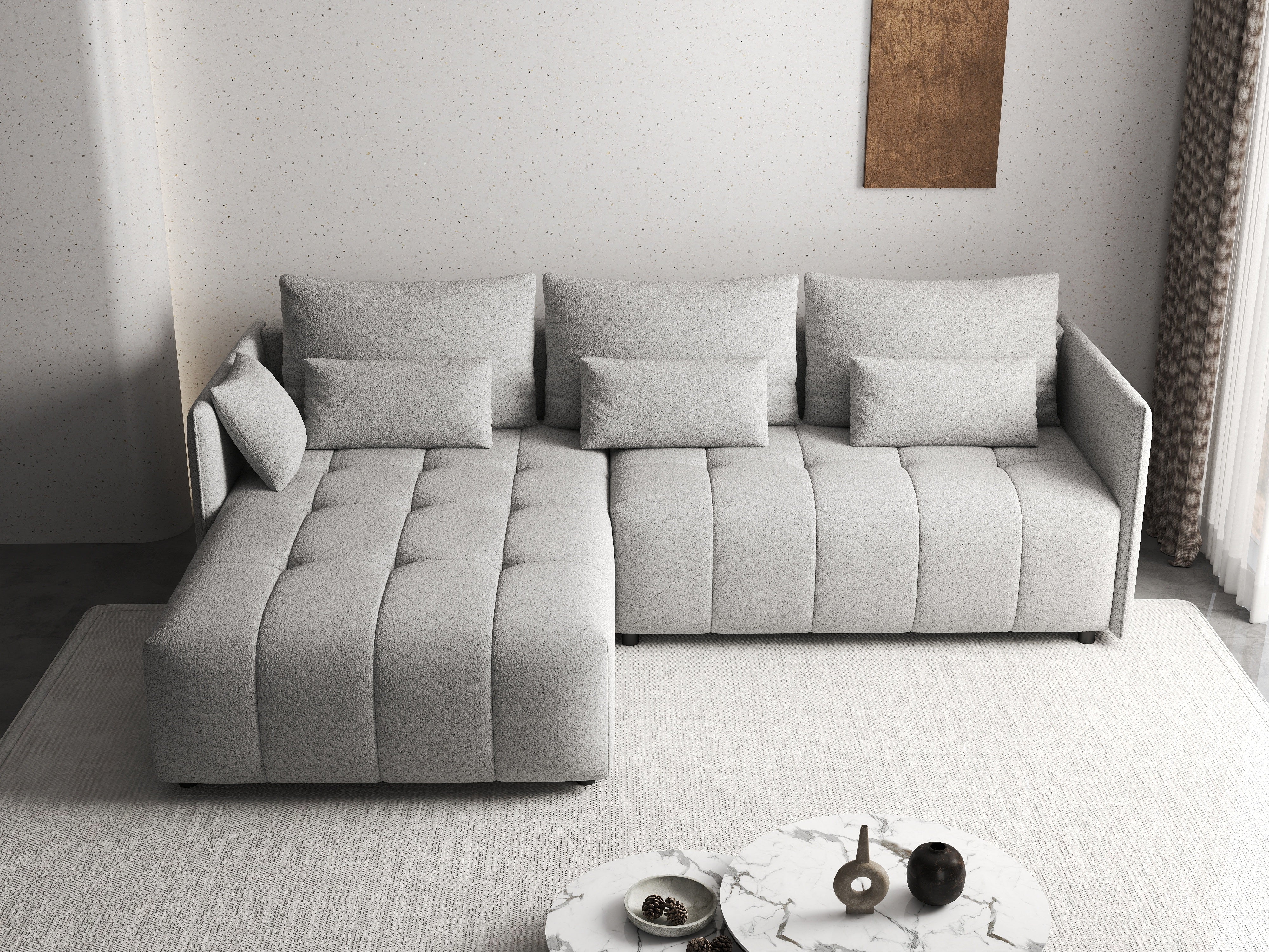 Colțar extensibil dumonde cu ladă de depozitare si sezut confortabil din spuma HR, Malta Euphoria Dove II 235x185 cm Fabrica