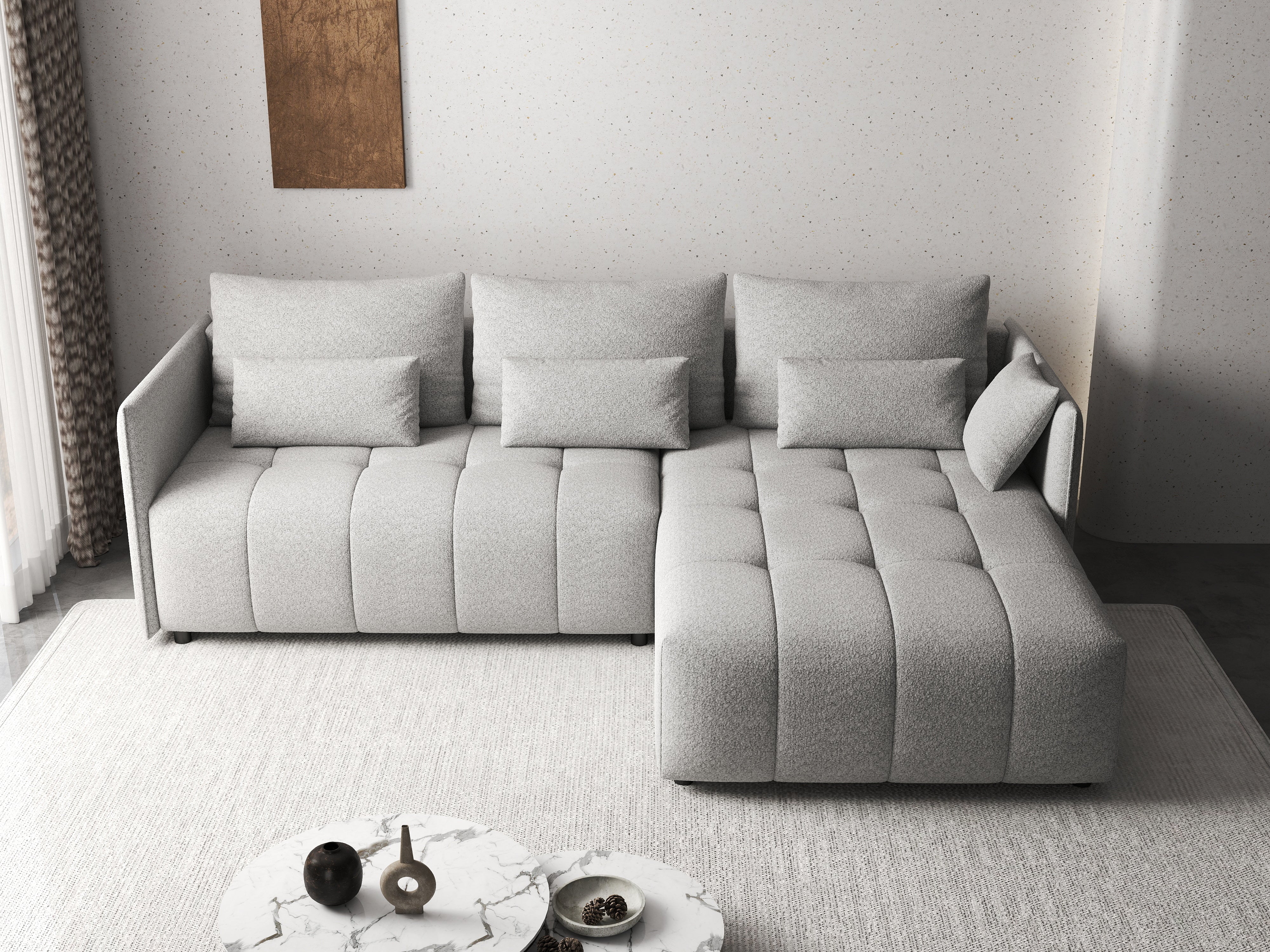 Colțar extensibil dumonde cu ladă de depozitare si sezut confortabil din spuma HR, Malta Euphoria Dove 235x185 cm Fabrica