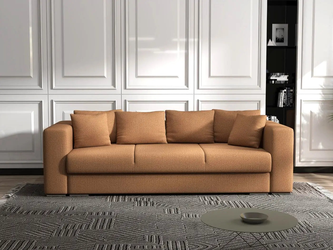 Canapea extensibilă dumonde cu ladă de depozitare si sezut confortabil din spuma HR, Gloria Orange 240x100 cm Fabrica