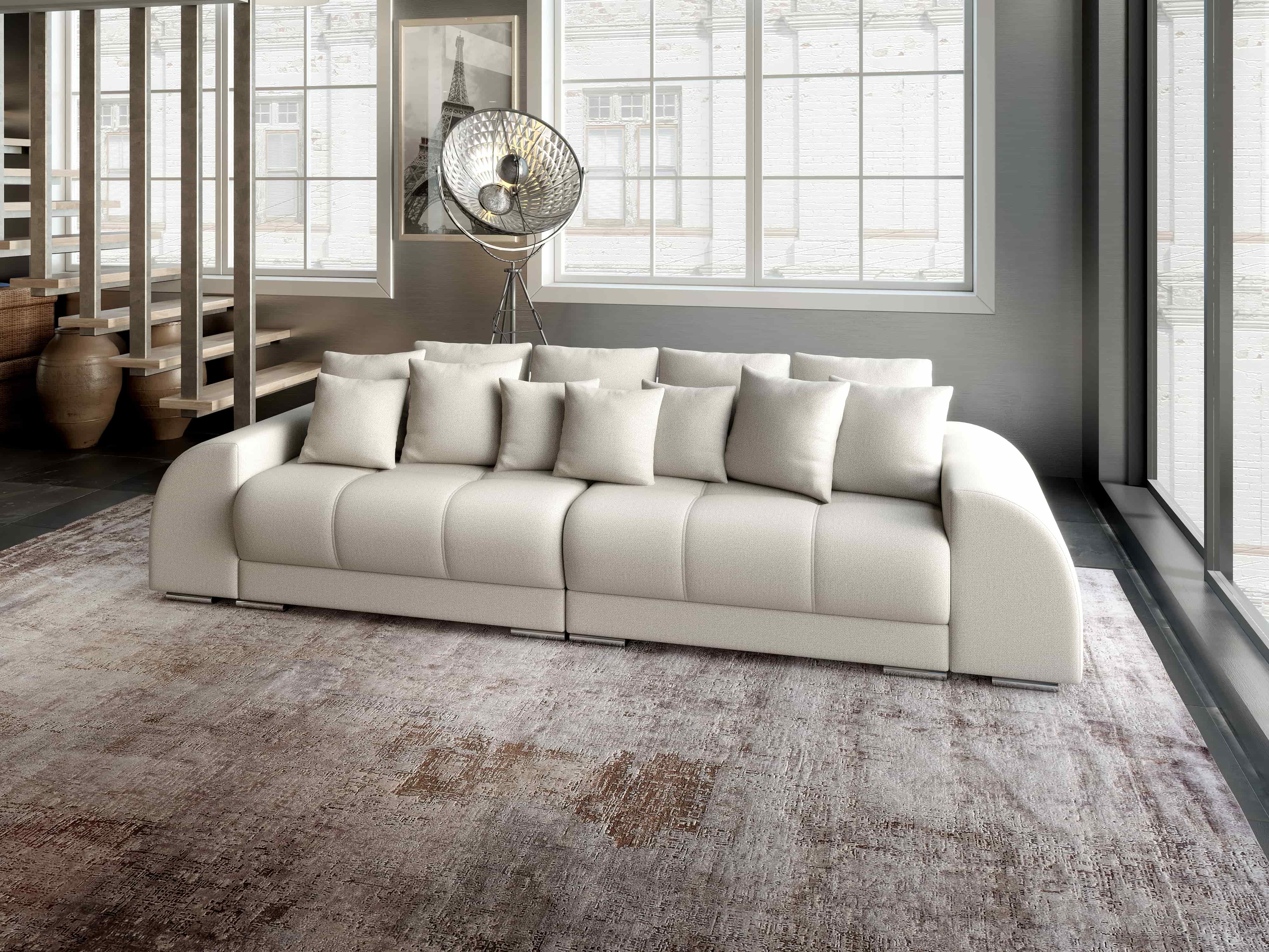 Canapea extensibilă dumonde cu 2 lăzi de depozitare si sezut confortabil din spuma HR, Verona Enjoy Beige 310x100 cm Fabrica