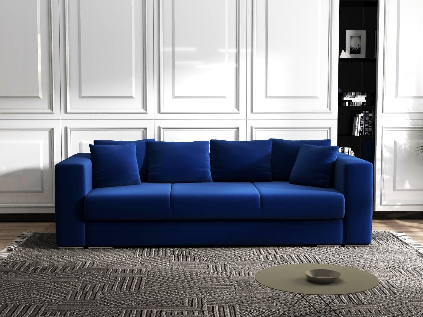 Canapea extensibilă dumonde cu ladă de depozitare si sezut confortabil din spuma HR, Gloria Royal Blue 240x100 cm Fabrica