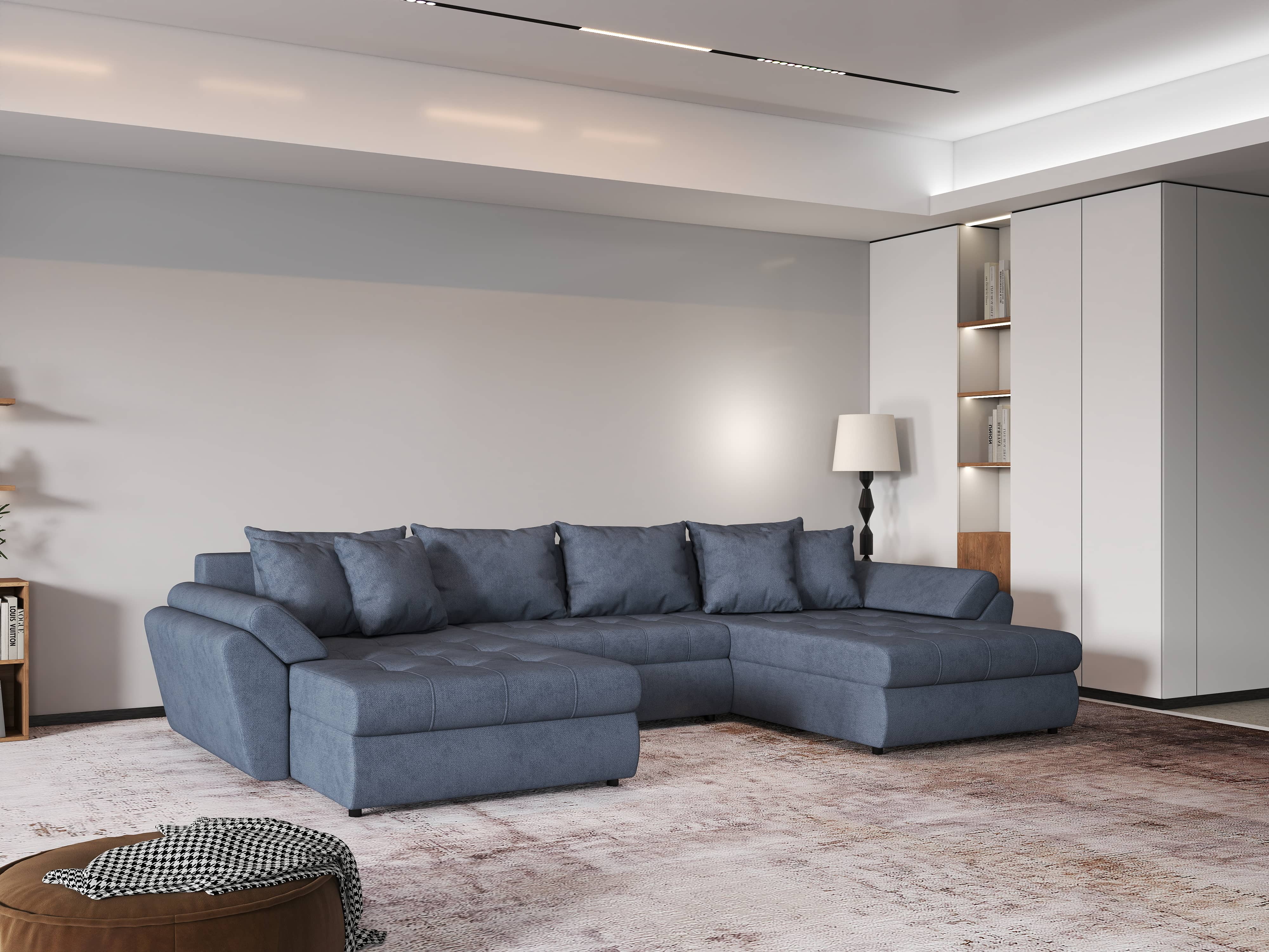 Colțar extensibil dumonde cu ladă de depozitare si sezut confortabil din spuma HR, Loana U Enjoy Antracit 355x185 cm Fabrica