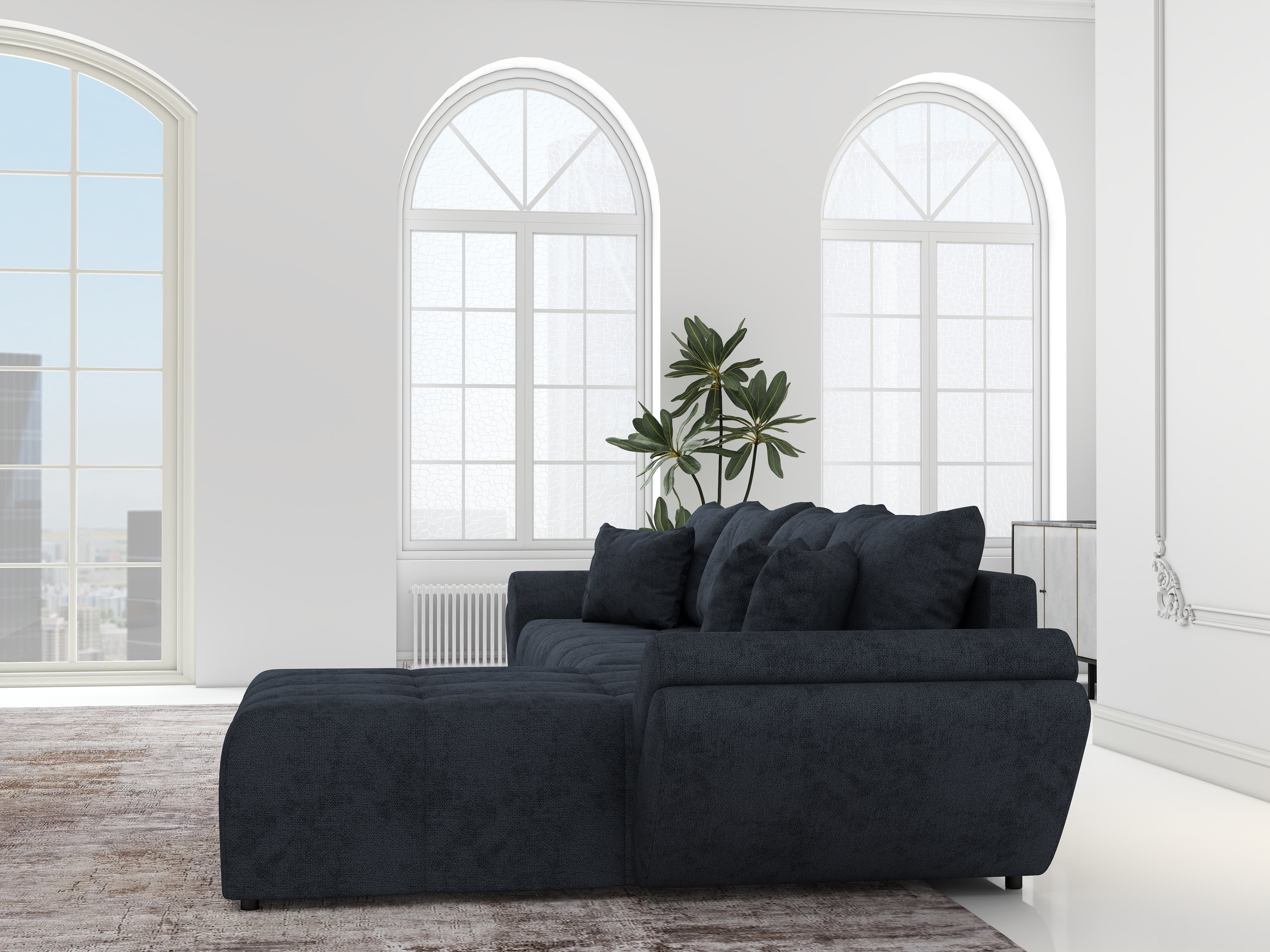 Colțar extensibil dumonde cu ladă de depozitare si sezut confortabil din spuma HR,Berlin XL Enjoy Antracit 350x185 cm II Fabrica
