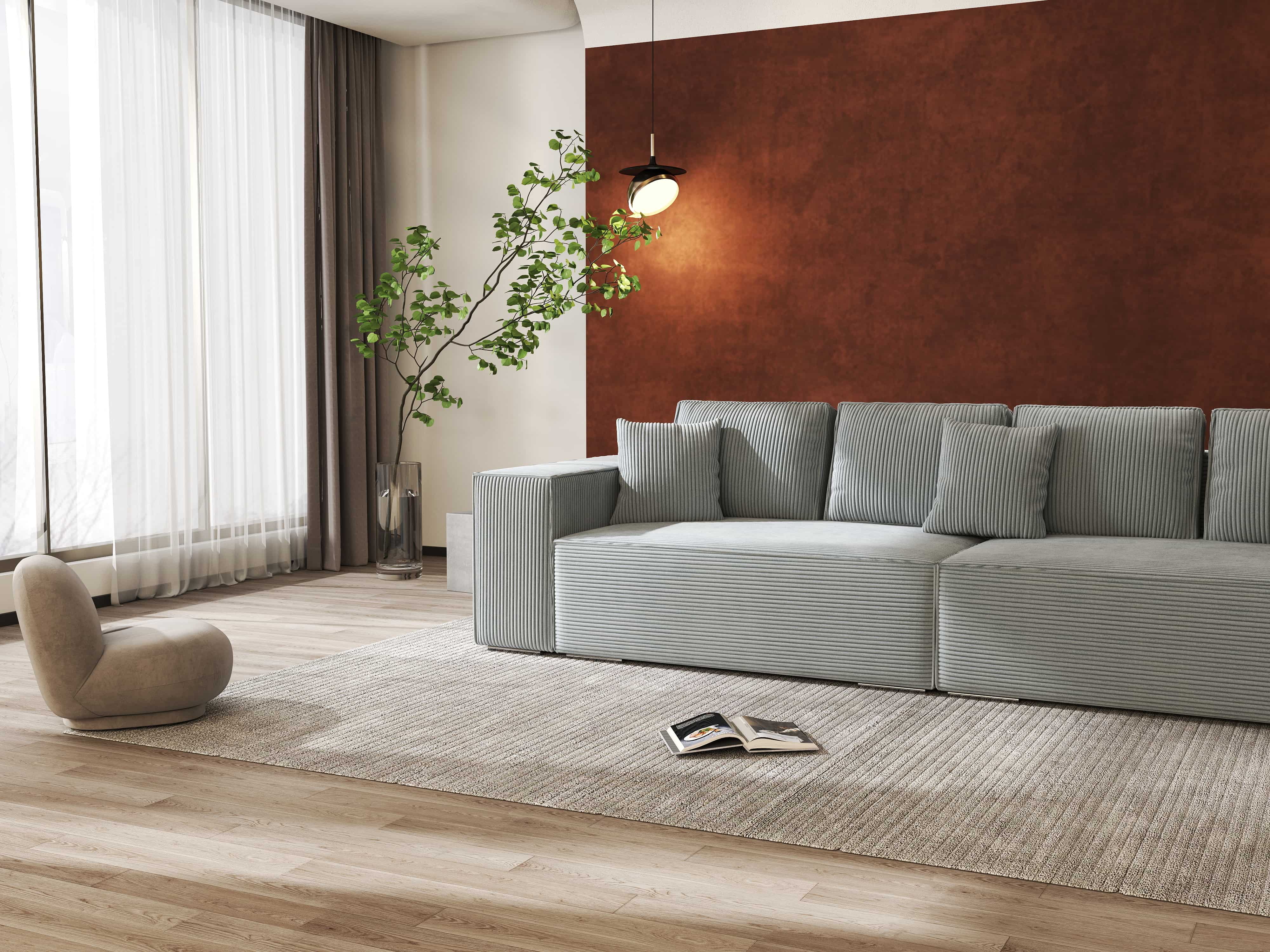 Canapea extensibilă dumonde cu ladă de depozitare si sezut confortabil din spuma HR, Dream Zoom Grey 310x100 cm Fabrica