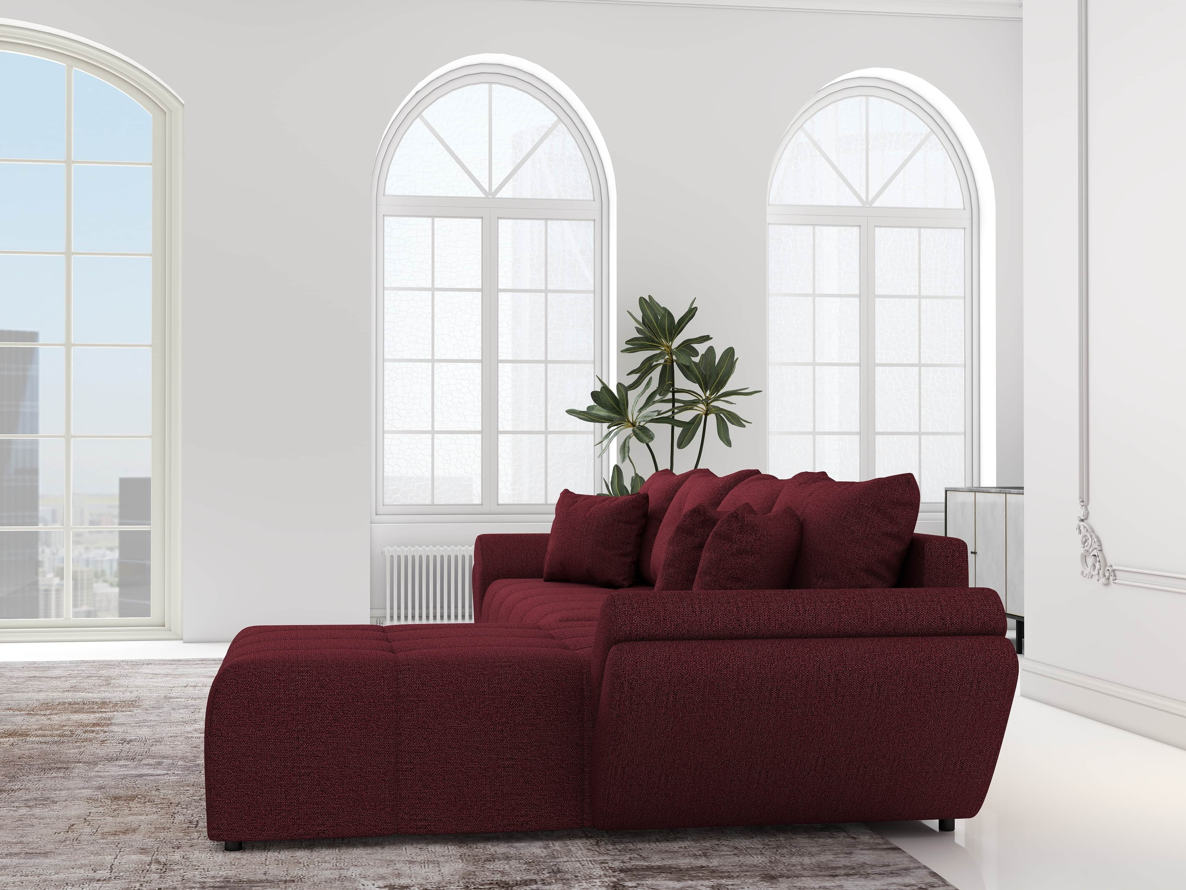 Colțar extensibil dumonde cu ladă de depozitare si sezut confortabil din spuma HR, Berlin XL Enjoy Red 350x185 cm II Fabrica