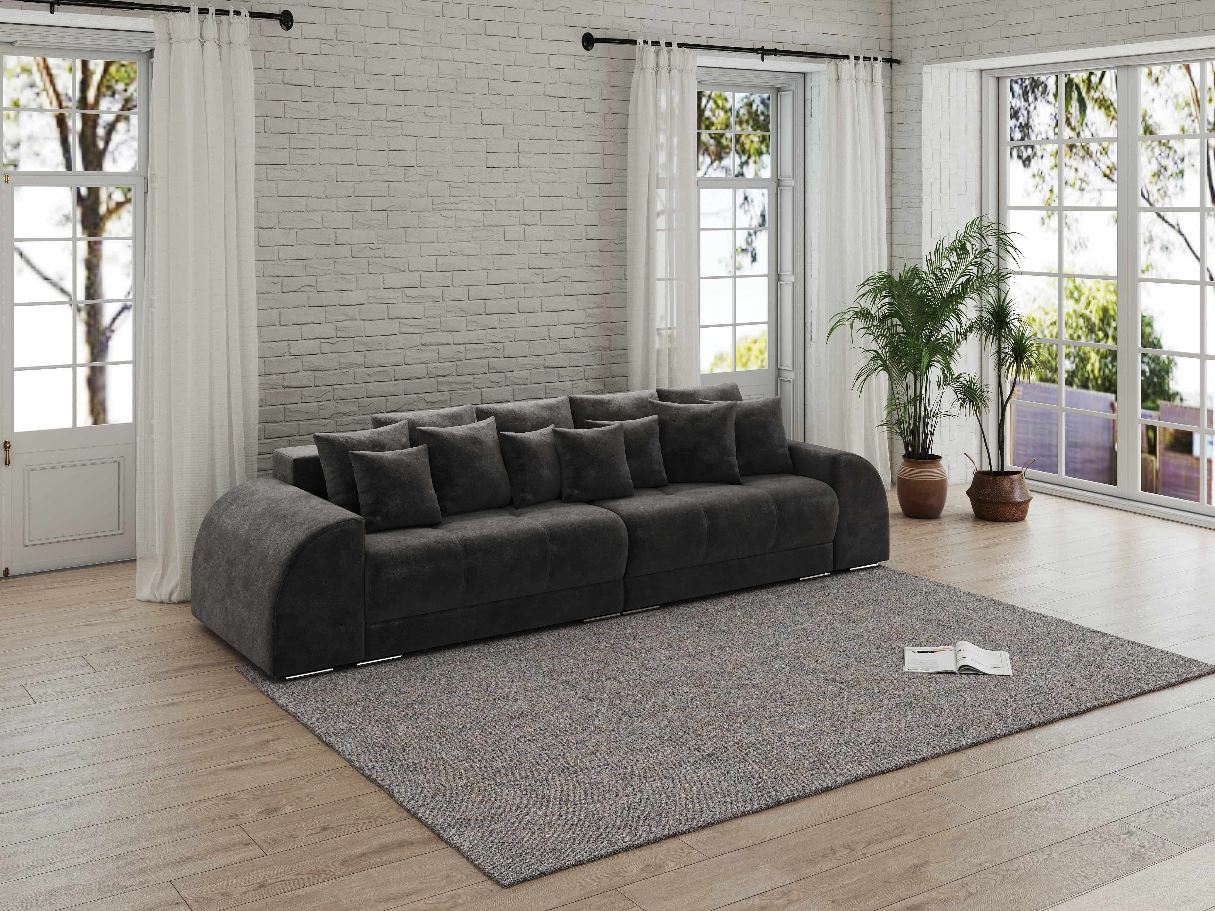 Canapea extensibilă dumonde cu 2 lăzi de depozitare si sezut confortabil din spuma HR, Verona Tobago Anthracit 310x100 cm Fabrica