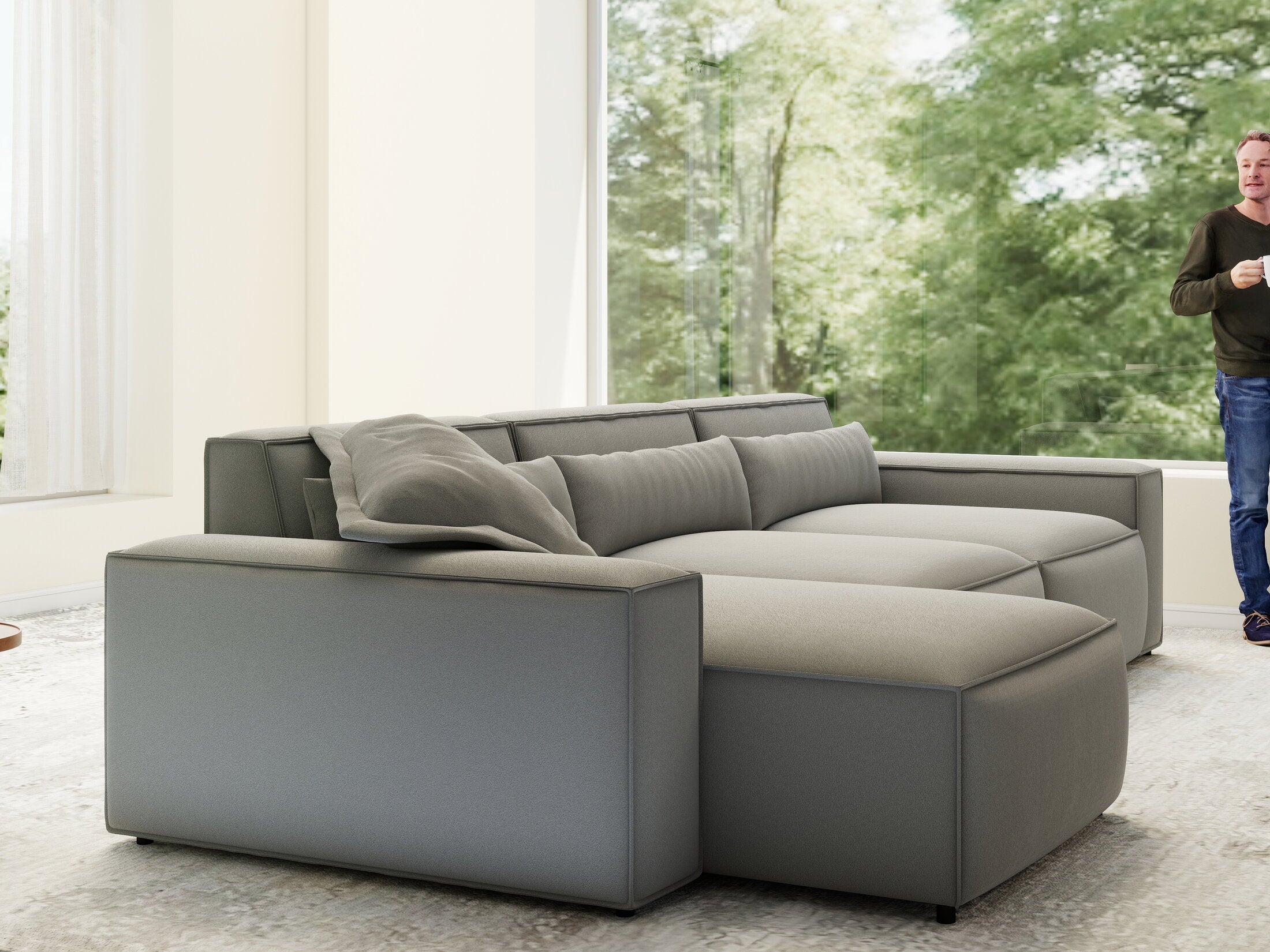 Colțar dumonde cu sezut confortabil din spuma HR, Marvelo XL Royal Gri 366x175 cm