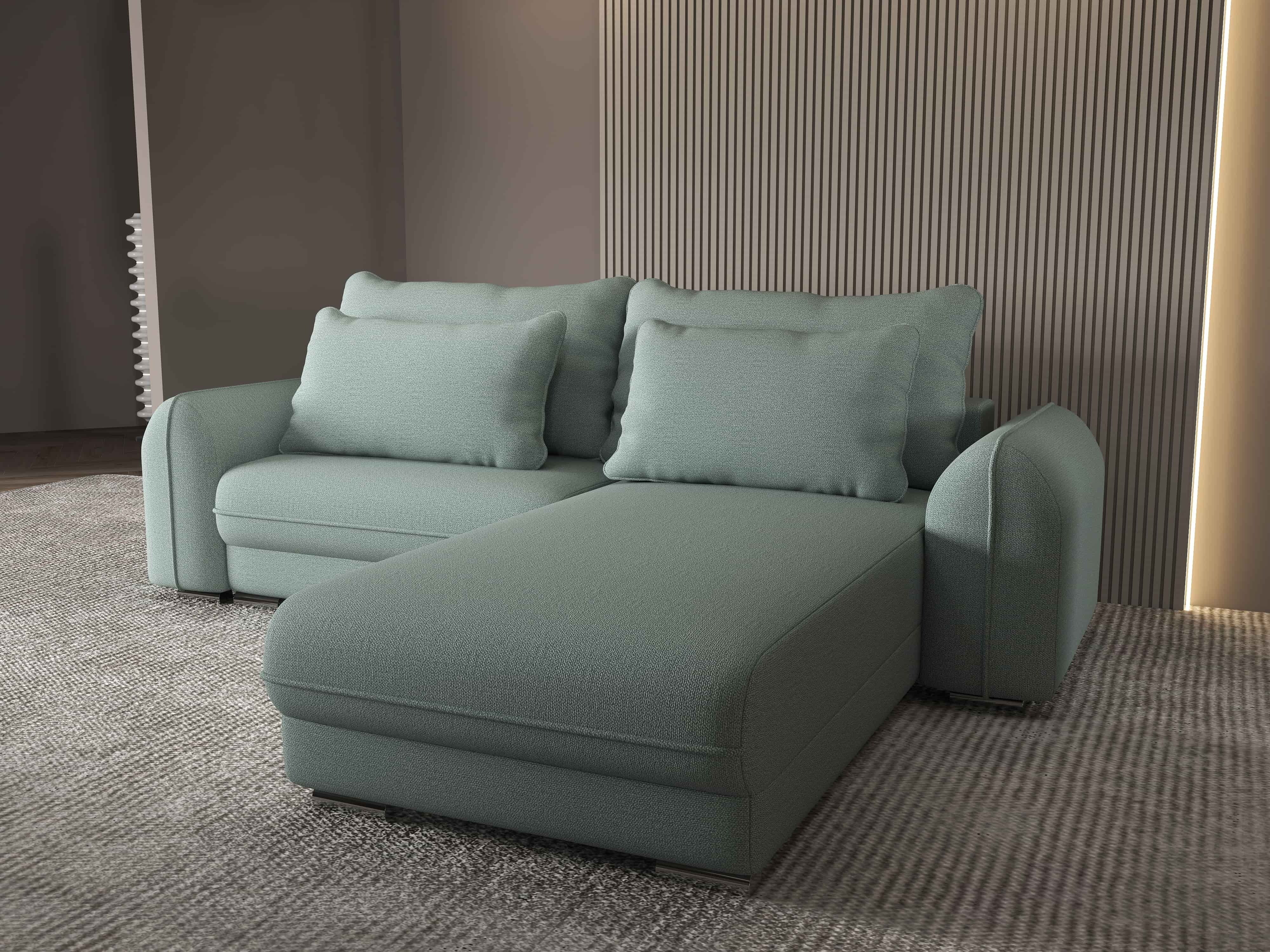 Colțar extensibil dumonde cu ladă de depozitare si sezut confortabil din spuma HR, Denver Enjoy Mint 275x185 cm II Fabrica