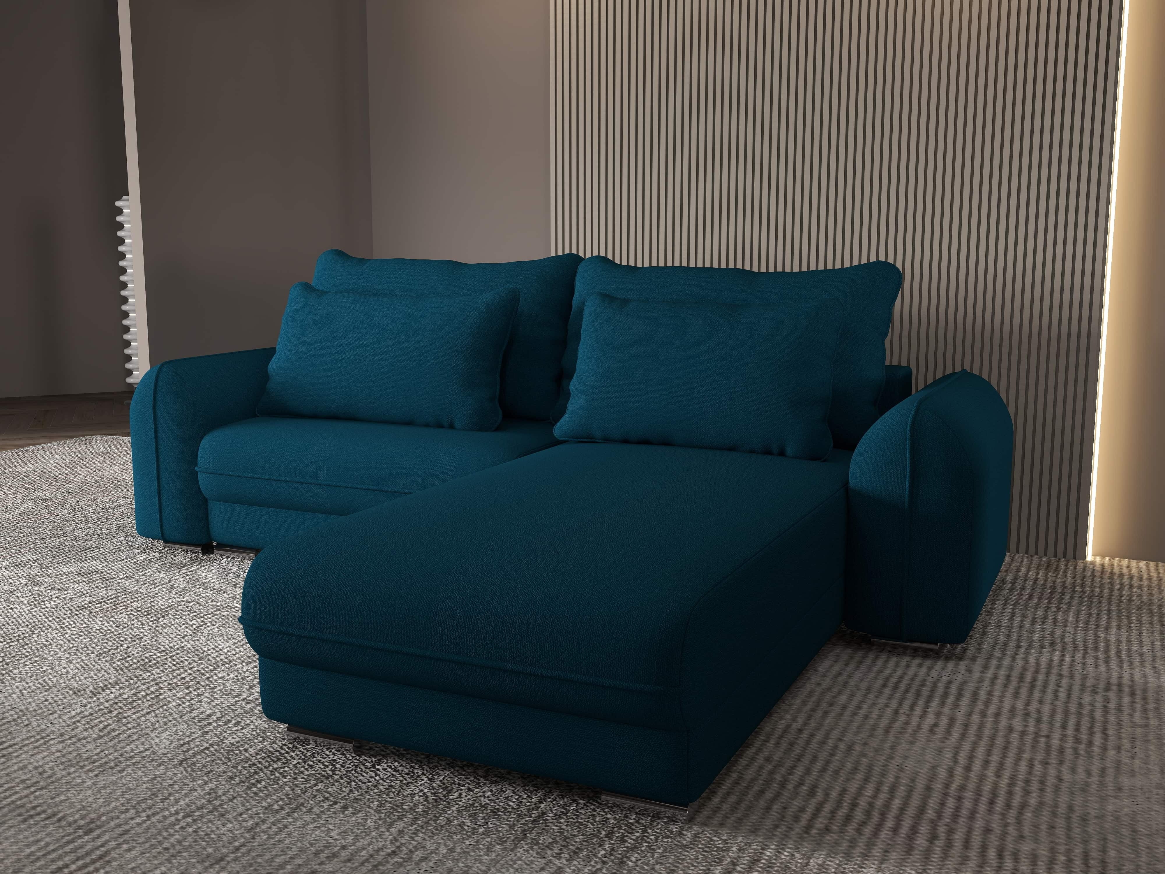 Colțar extensibil dumonde cu ladă de depozitare si sezut confortabil din spuma HR, Denver Enjoy Petrol 275x185 cm II Fabrica