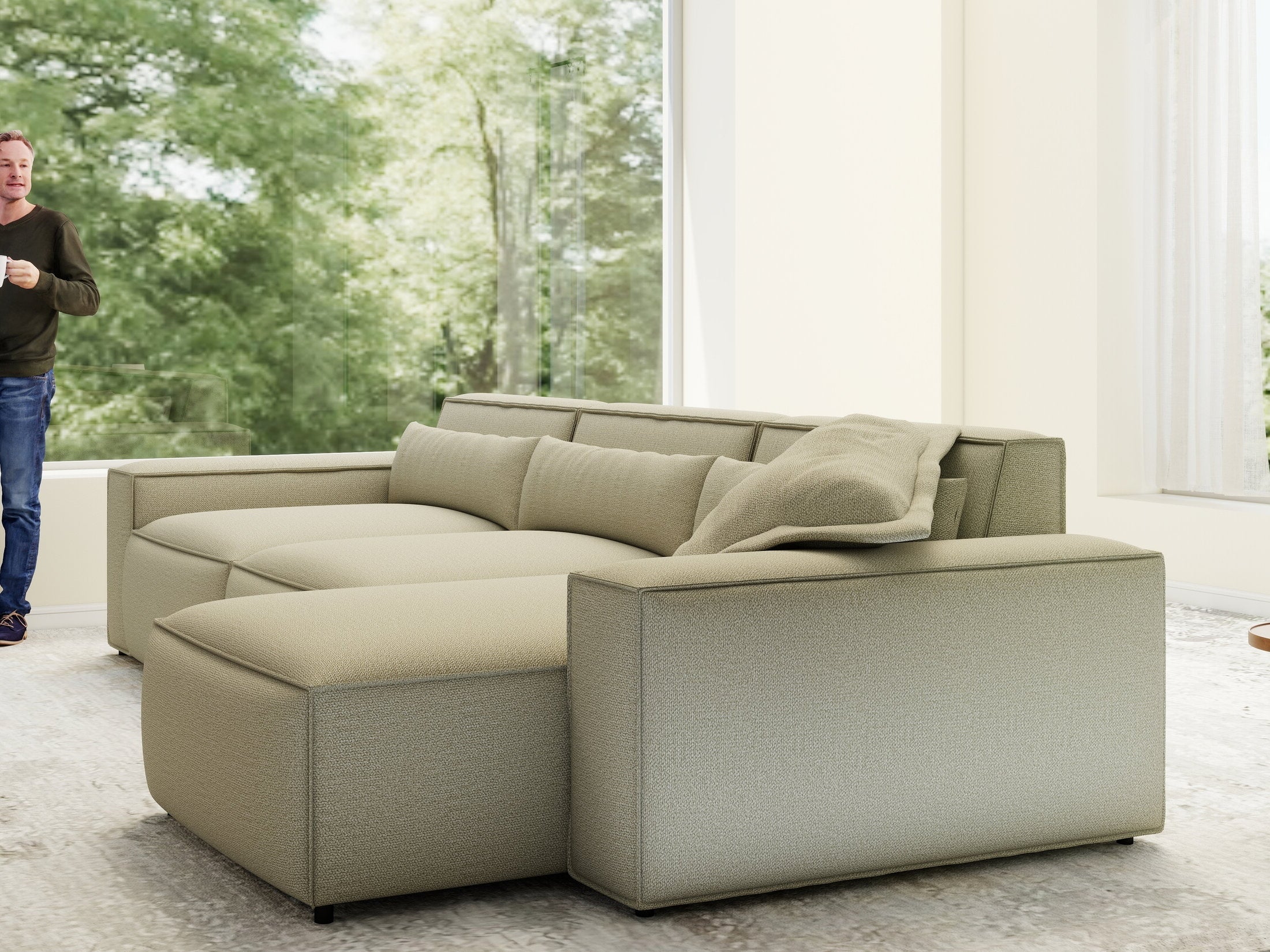 Colțar dumonde cu sezut confortabil din spuma HR, Marvelo XL Enjoy Bej 366x175 cm II