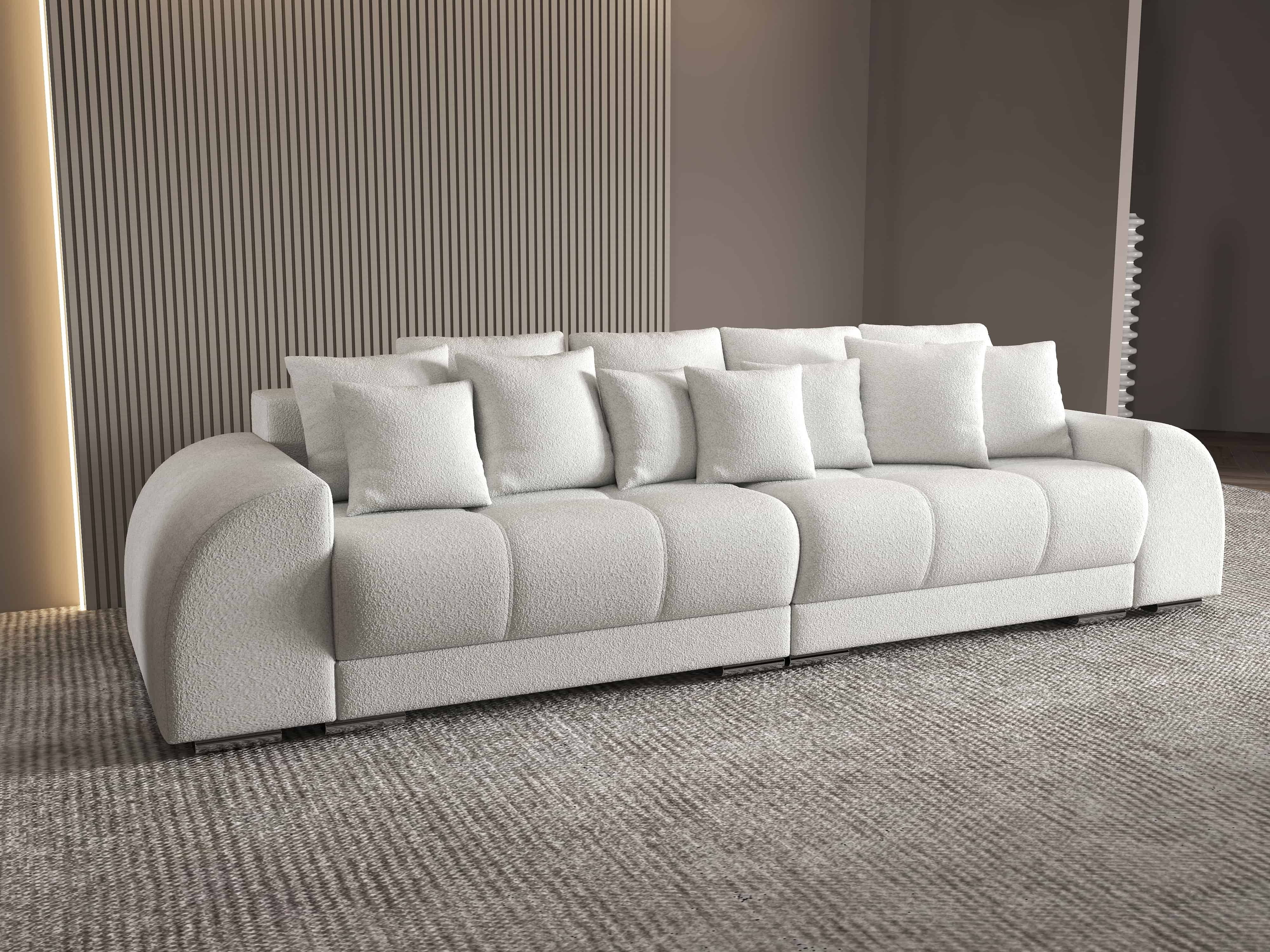 Canapea extensibilă dumonde cu 2 lăzi de depozitare si sezut confortabil din spuma HR, Verona Euphoria Ivory 310x100 cm Fabrica