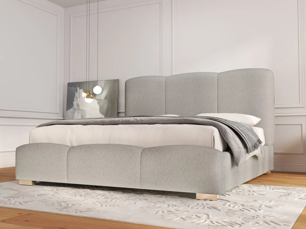 Pat dormitor dumonde, tapitat gri, Havana 160x200 cm, somiera rabatabila inclusa, spatiu depozitare WLS