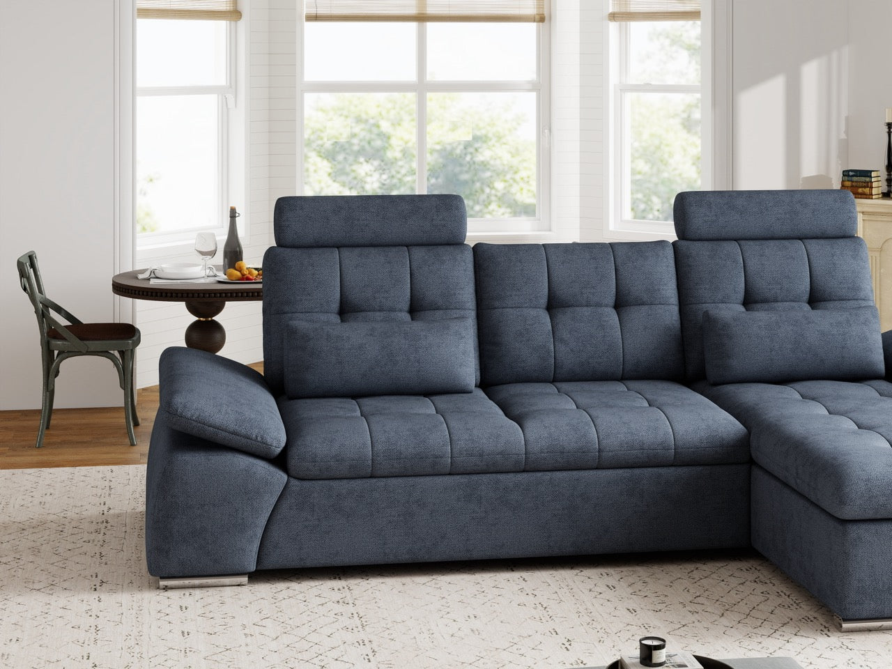 Colțar extensibil dumonde cu ladă de depozitare și șezut confortabil din spumă HR, Merkur Enjoy Antracit 270x168 cm II