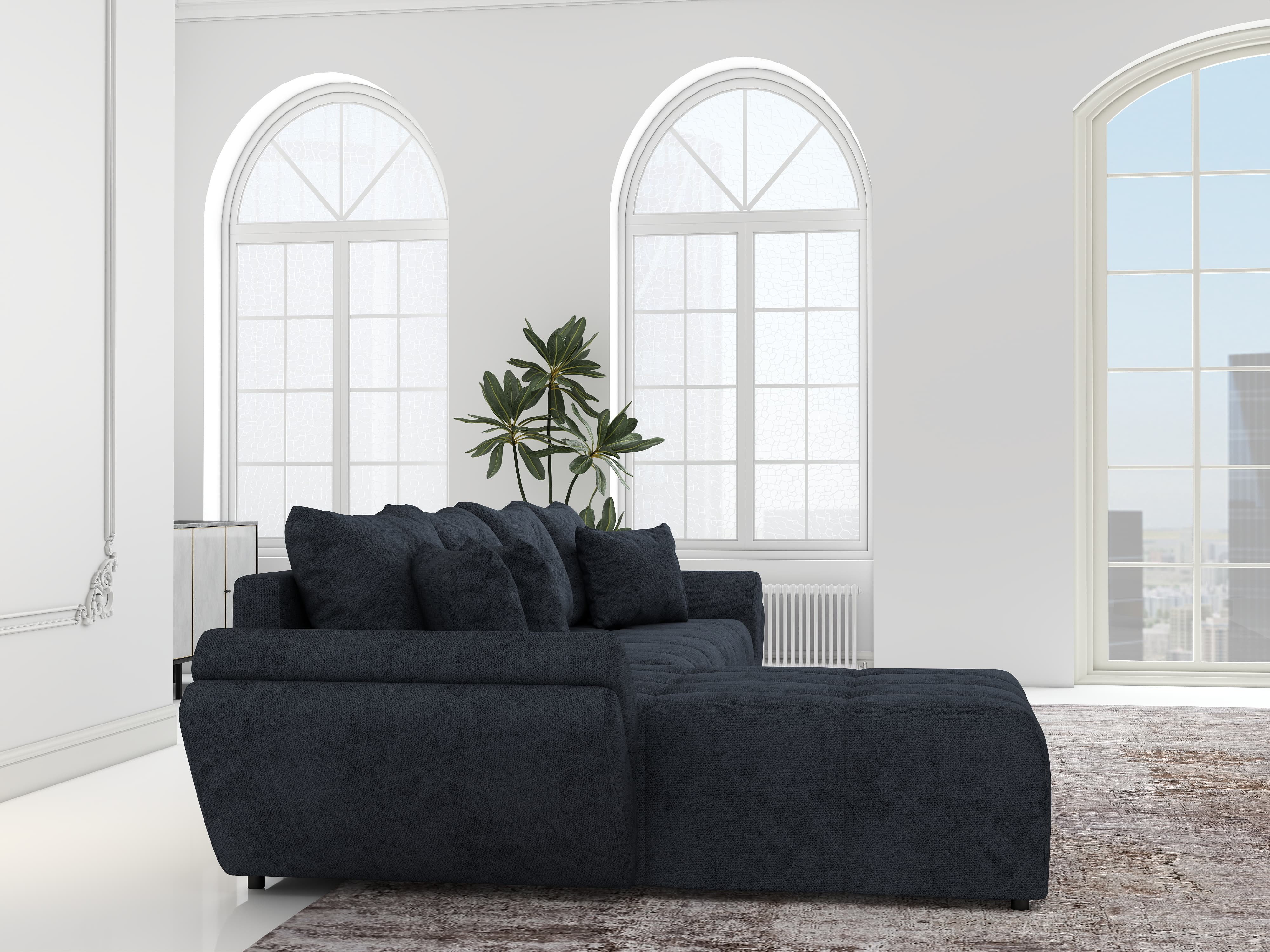 Colțar extensibil dumonde cu ladă de depozitare si sezut confortabil din spuma HR, Berlin XL Enjoy Antracit 350x185 cm Fabrica