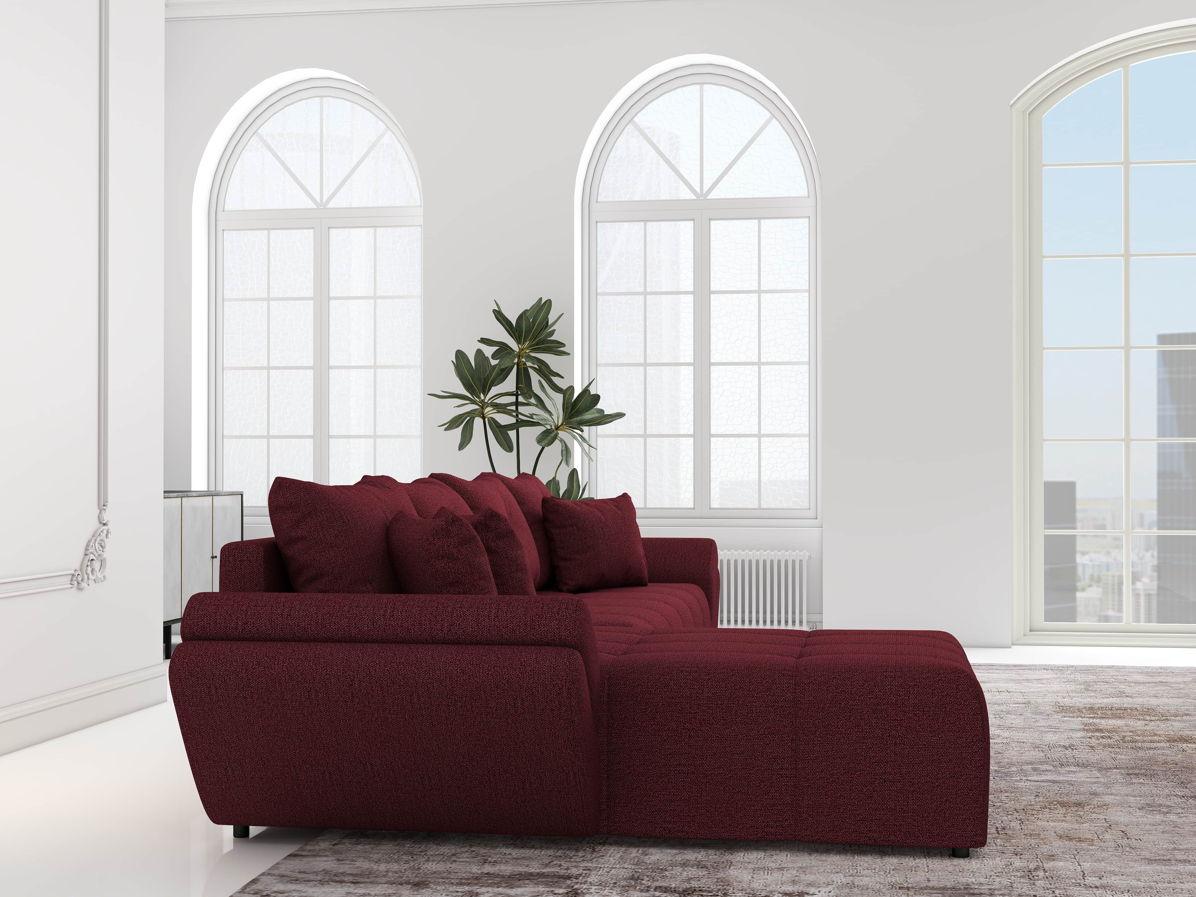 Colțar extensibil dumonde cu ladă de depozitare si sezut confortabil din spuma HR, Berlin XL Enjoy Red 350x185 cm Fabrica