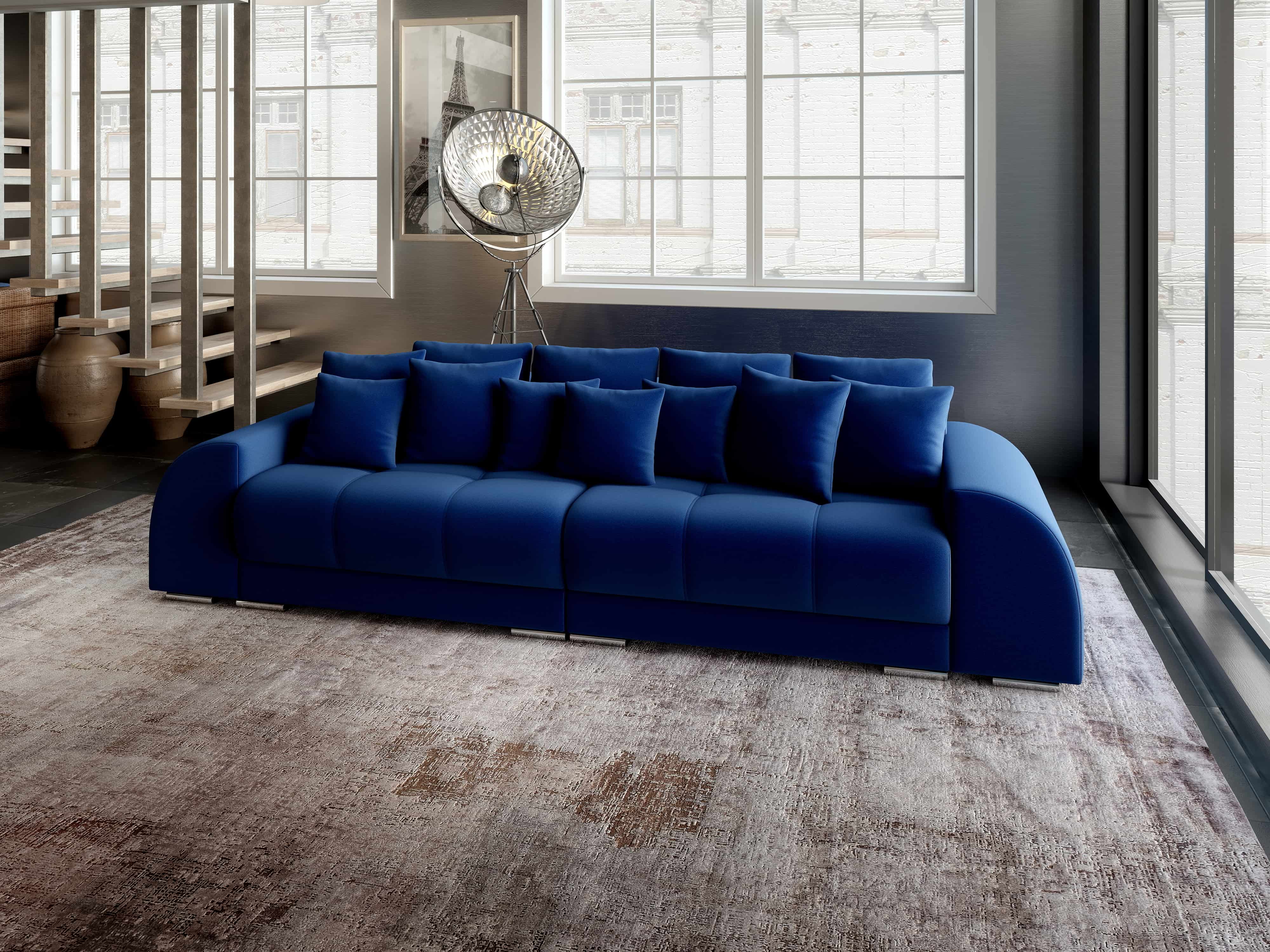 Canapea extensibilă dumonde cu 2 lăzi de depozitare si sezut confortabil din spuma HR, Verona Royal Blue 310x100 cm Fabrica