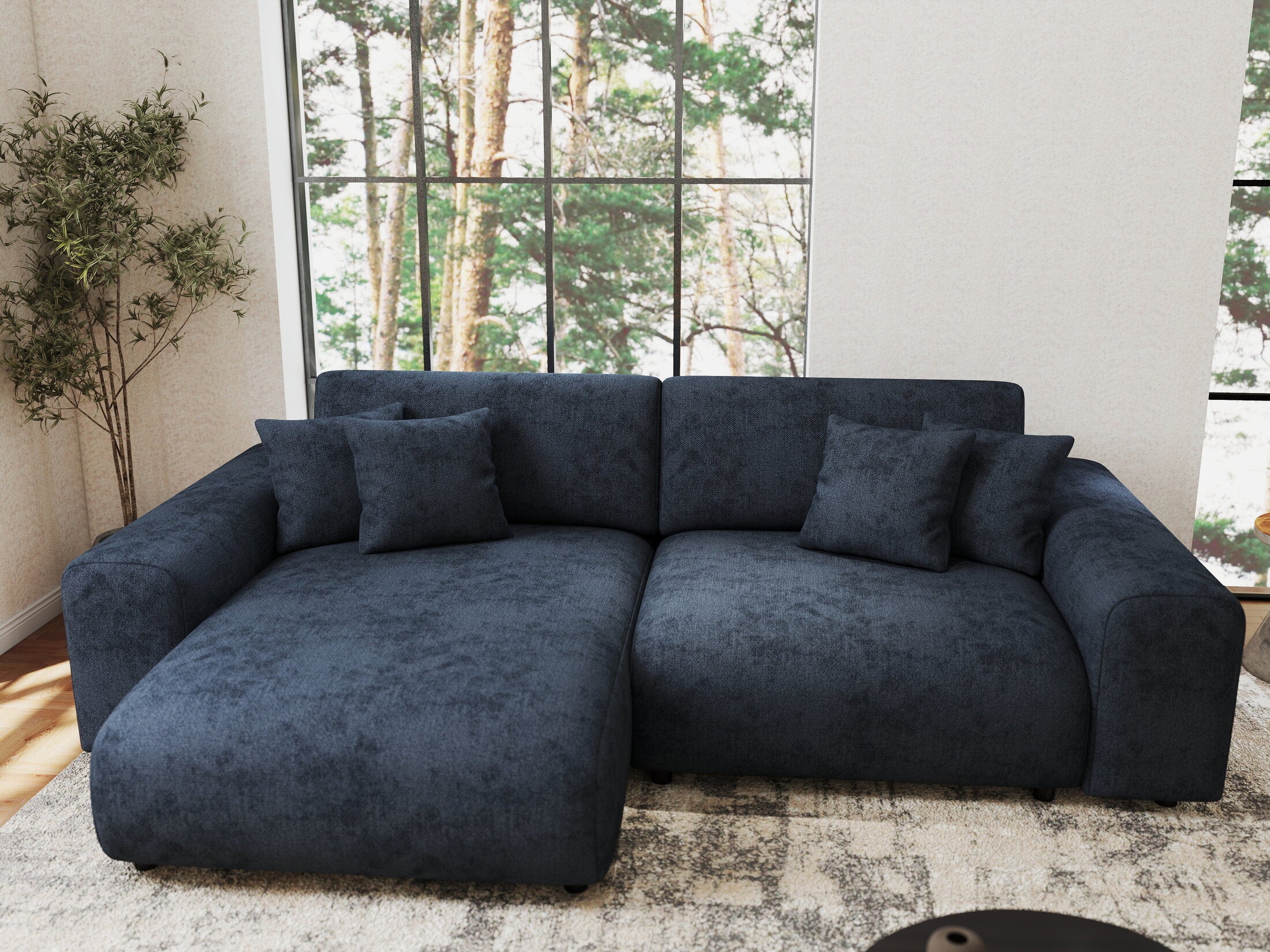 Colțar extensibil dumonde cu ladă de depozitare si sezut confortabil din spuma HR, Sarina Enjoy Antracit 255x168 cm