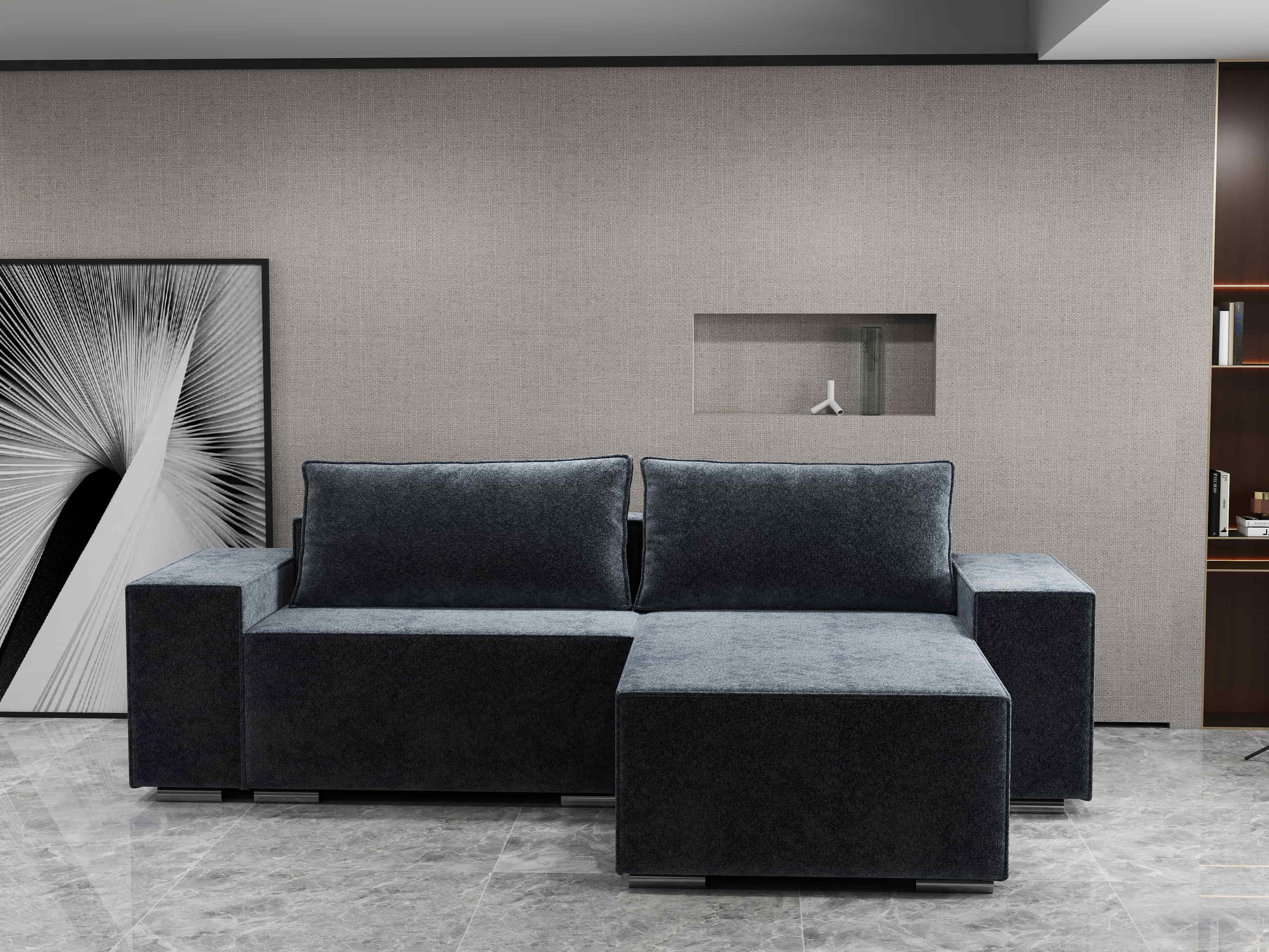 Colțar extensibil dumonde cu ladă de depozitare si sezut confortabil din spuma HR, Dream Euphoria Grafit 290x185 cm II Fabrica