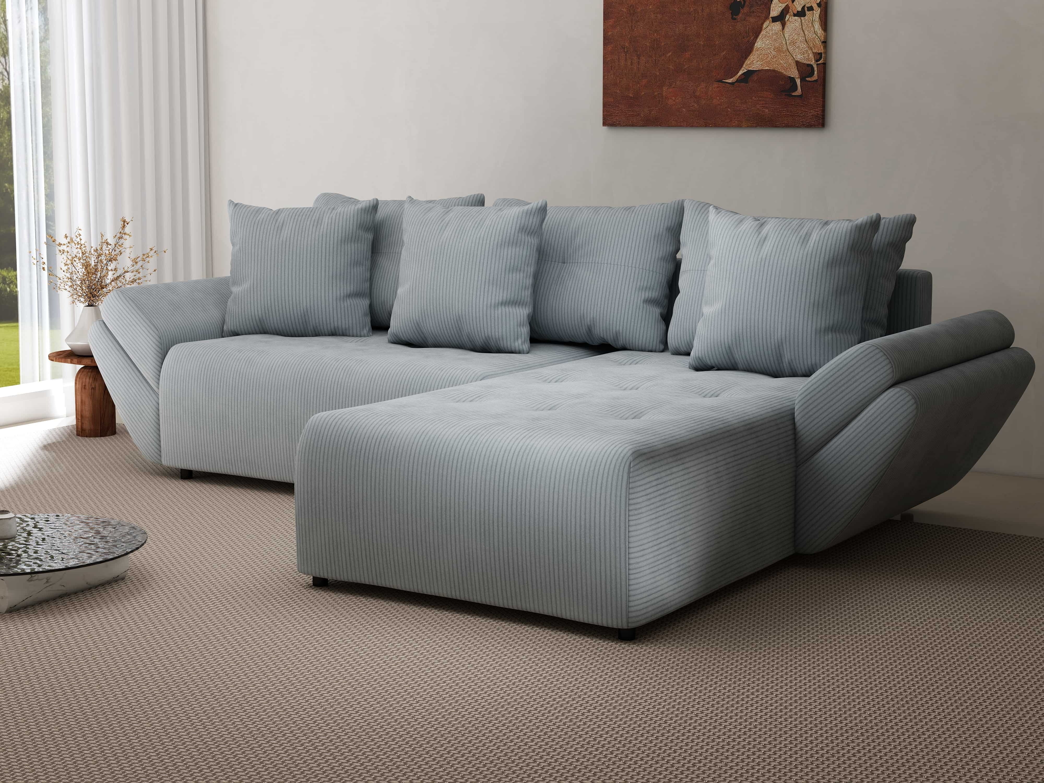 Colțar extensibil dumonde cu ladă de depozitare si sezut confortabil din spuma HR, Berlin Zoom Grey 280x185 cm II Fabrica