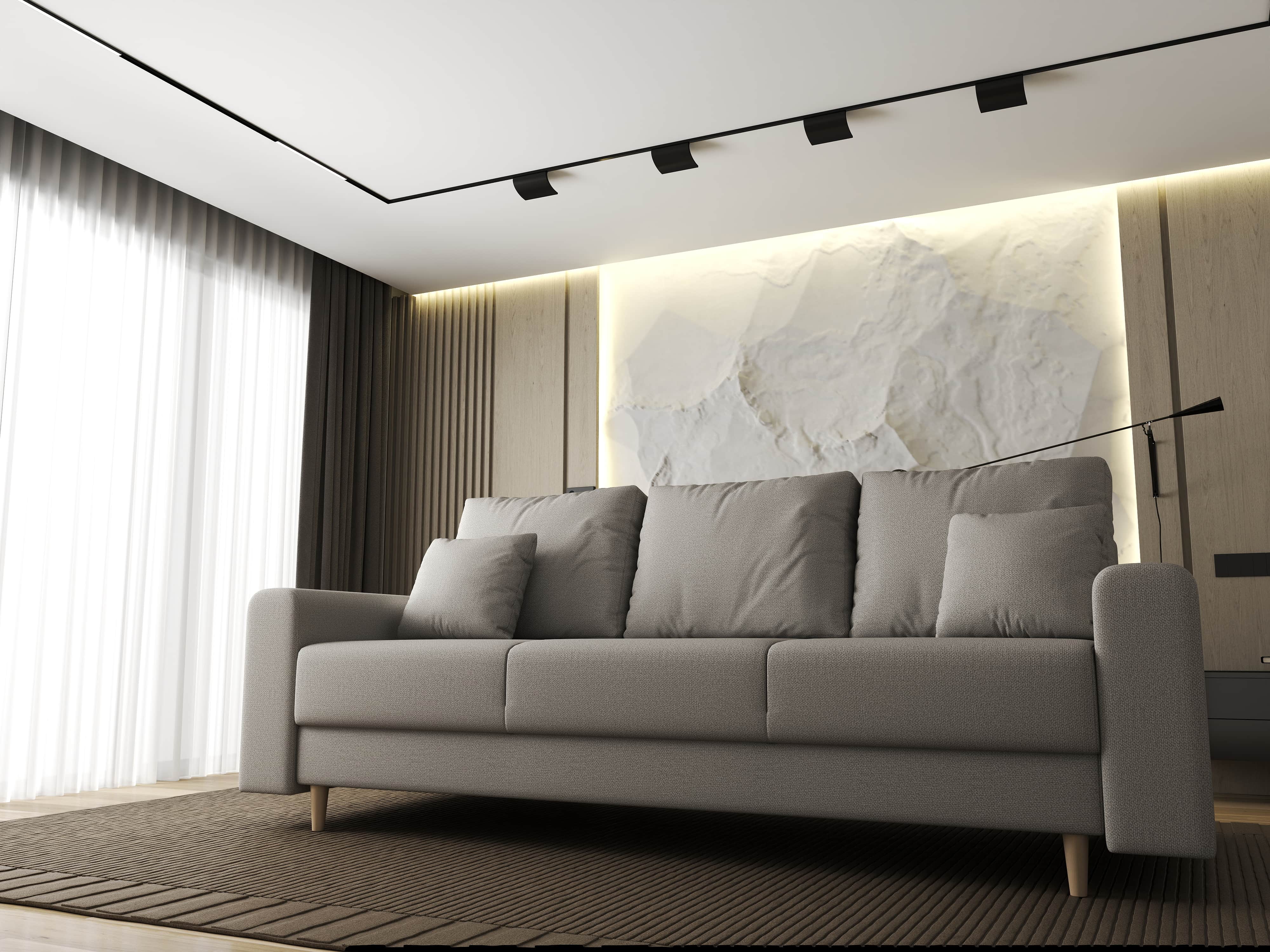 Canapea extensibilă dumonde cu ladă de depozitare si sezut confortabil din spuma HR, Kronos Enjoy Bej 210x100 cm fabrica