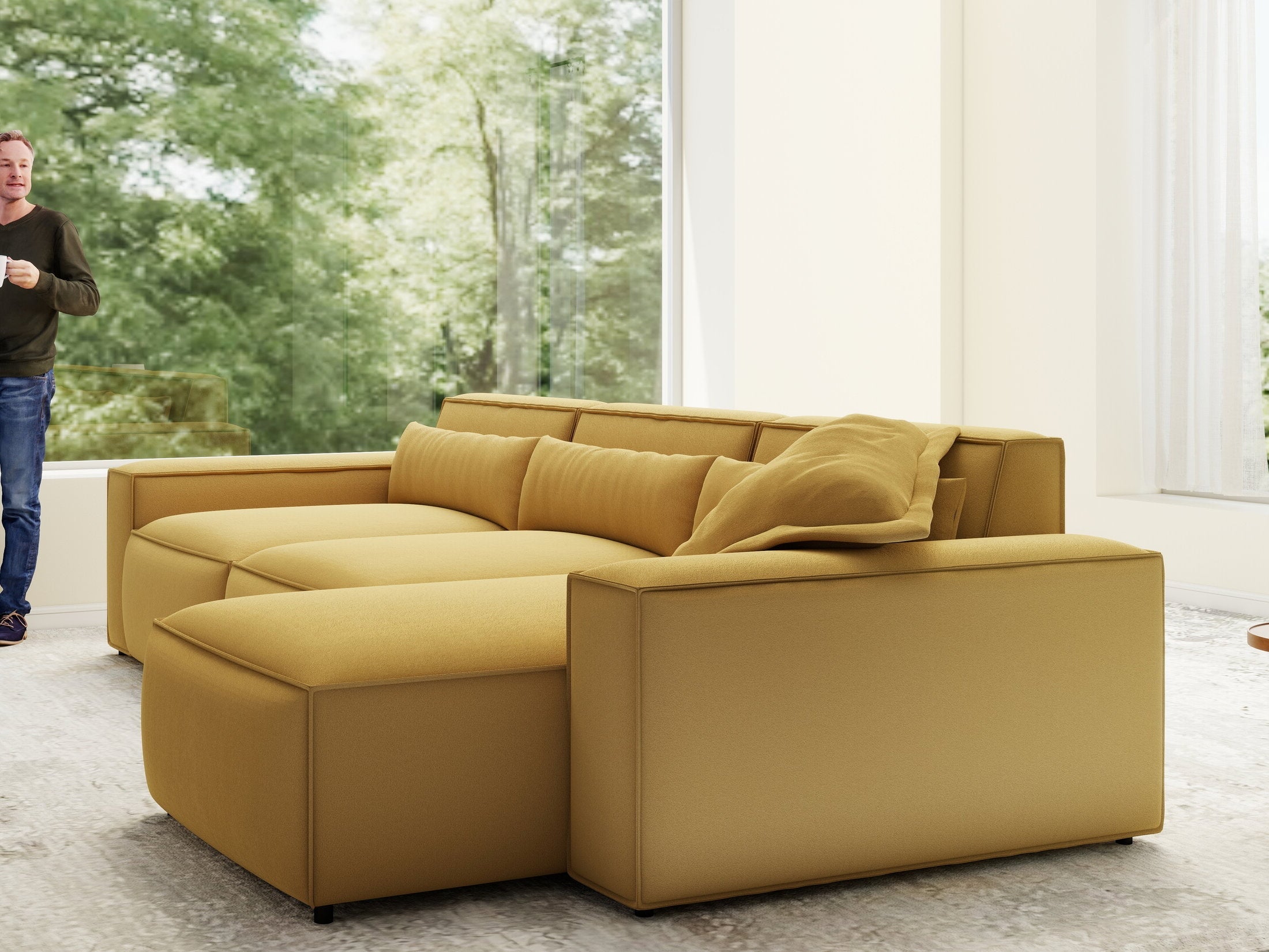 Colțar dumonde cu sezut confortabil din spuma HR, Marvelo XL Royal Mustar 366x175 cm II