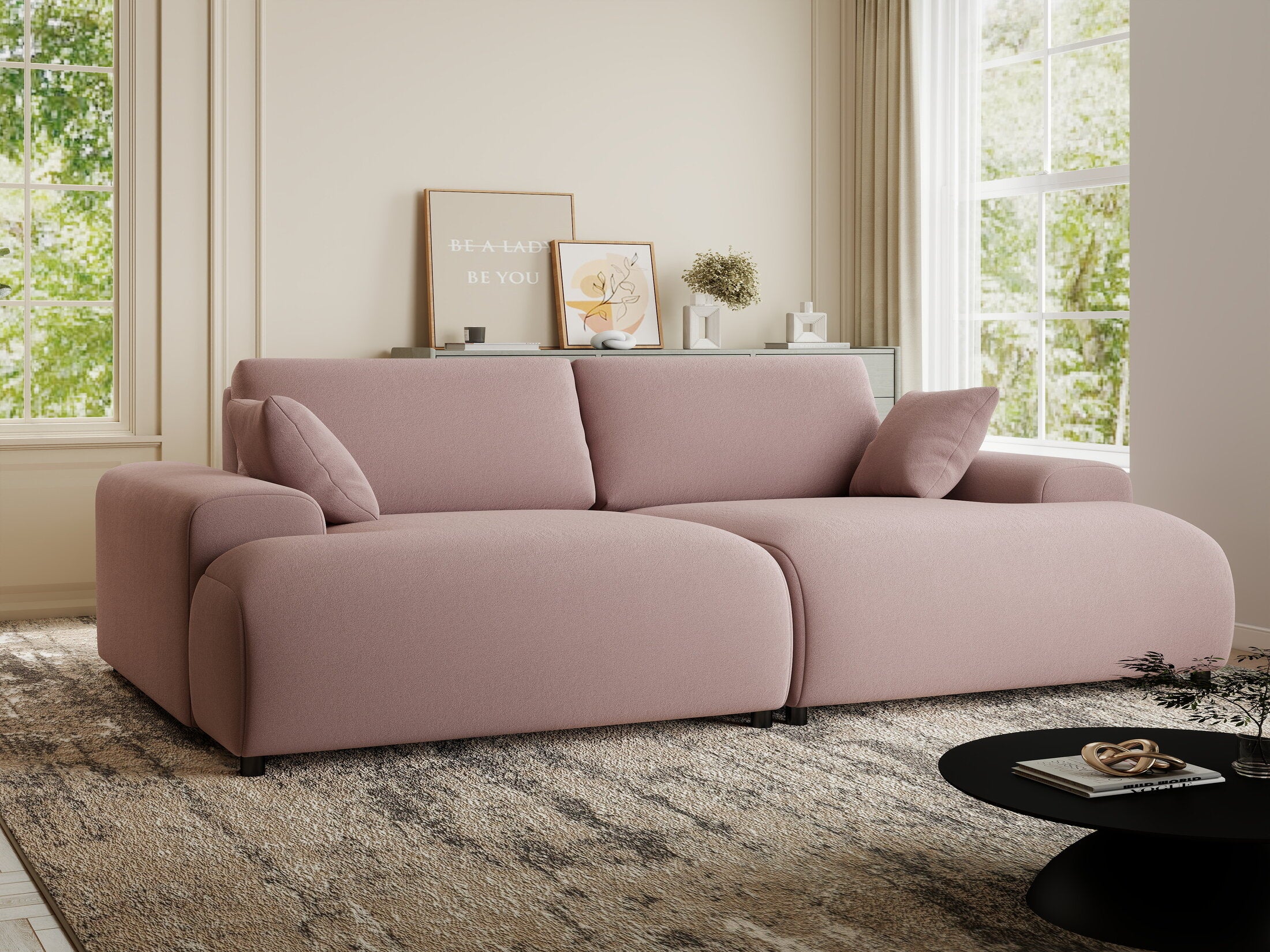 Canapea dumonde cu sezut confortabil din spuma HR, Hudson Royal Roz 237x144 cm