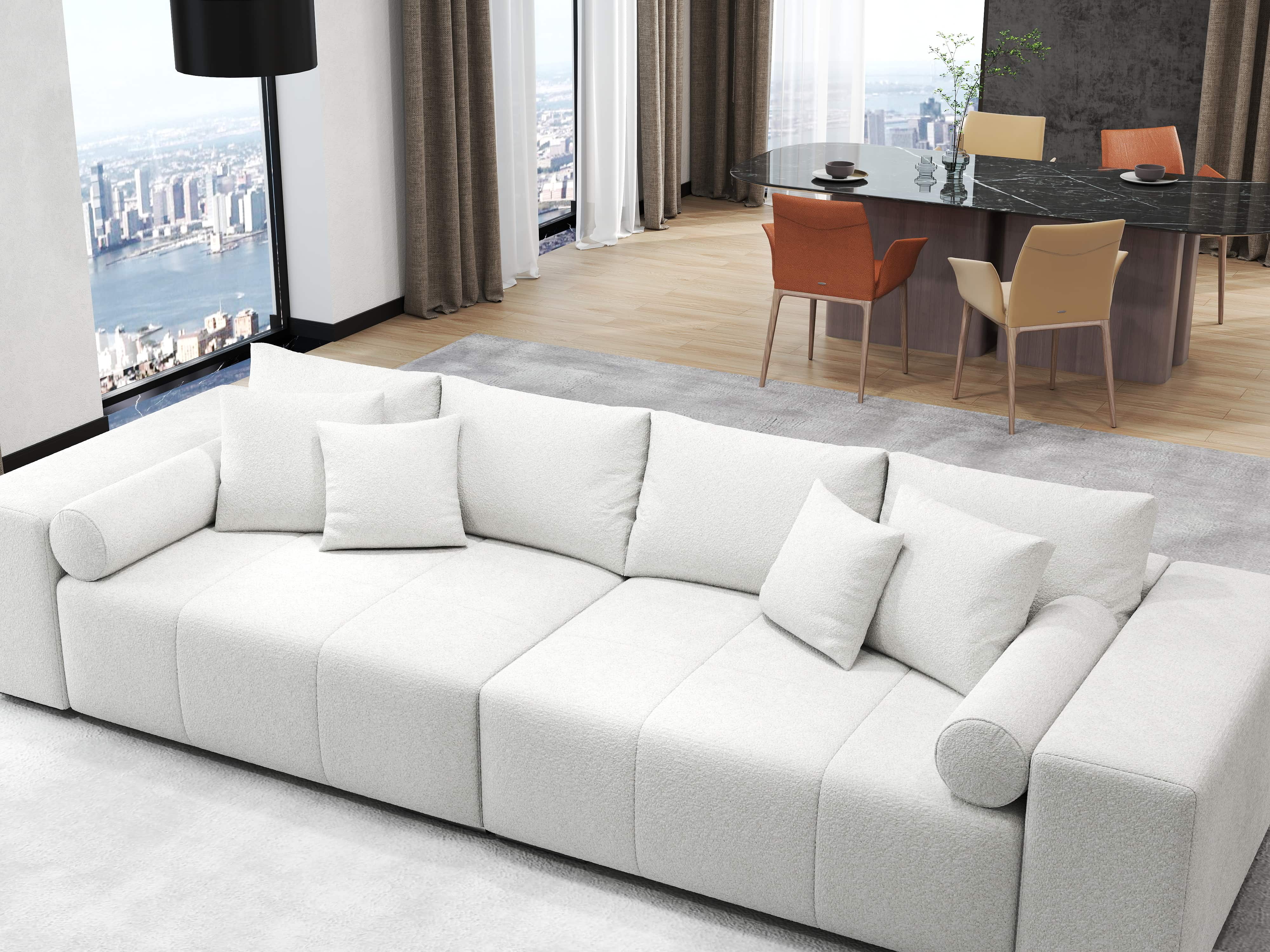Canapea extensibilă dumonde cu ladă de depozitare si sezut confortabil din spuma HR, Marbela Euphoria Ivory XXL 295x100 cm fabrica