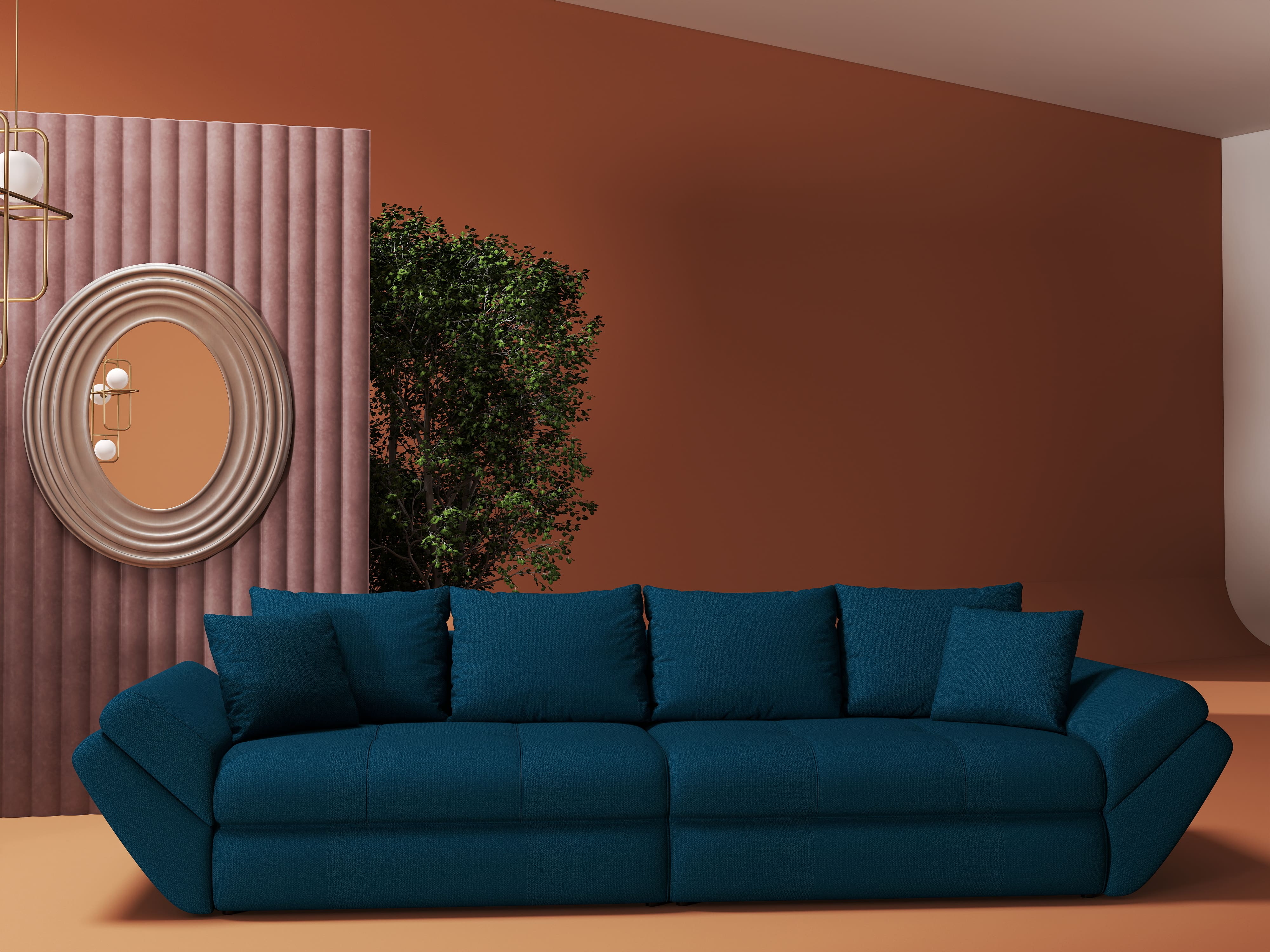 Canapea extensibilă dumonde cu ladă de depozitare si sezut confortabil din spuma HR, Loana Enjoy Petrol 300x100 cm Fabrica