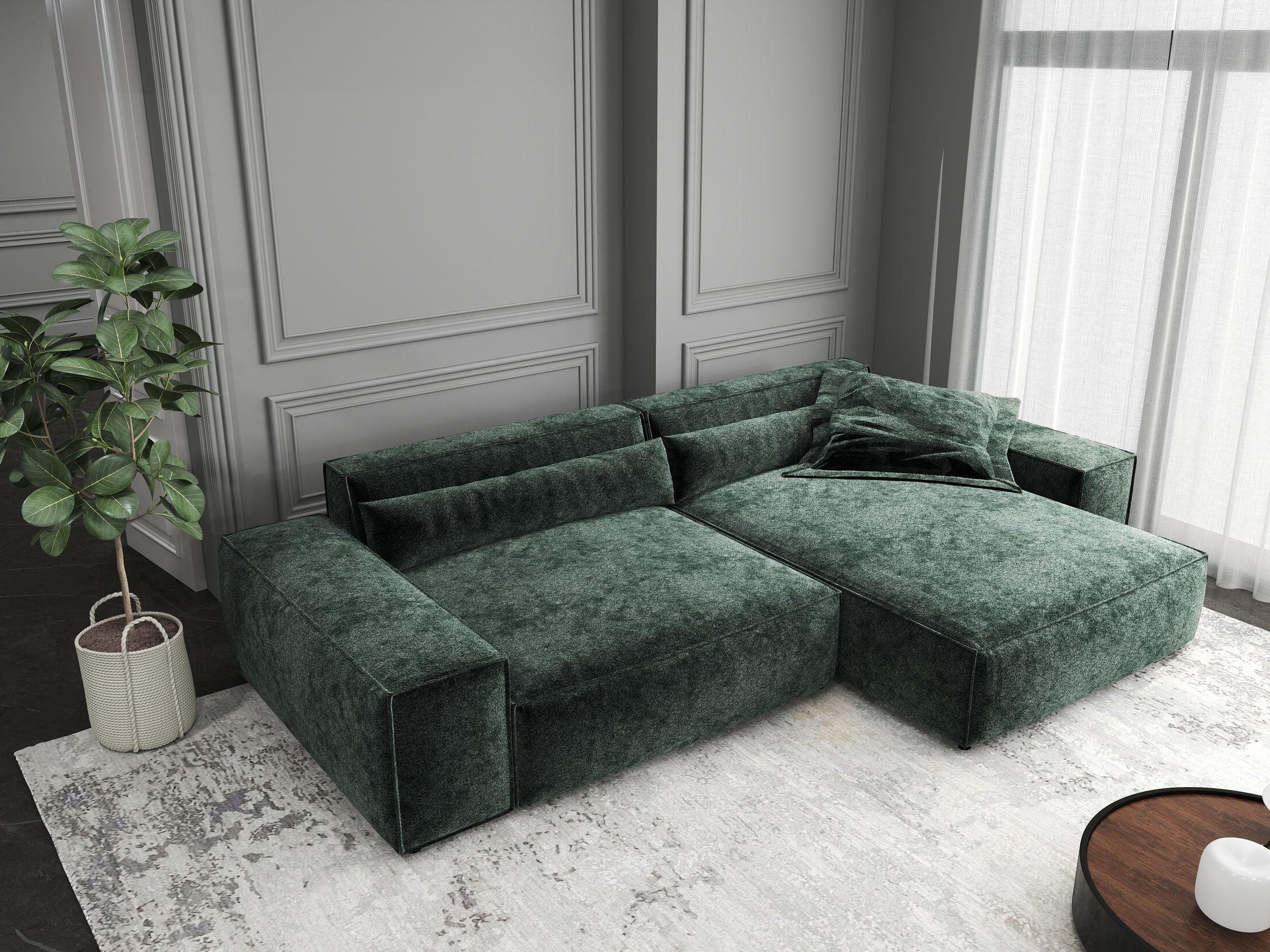 Colțar dumonde cu șezut confortabil din spumă HR, Marvelo Euphoria Verde 264x175 cm II