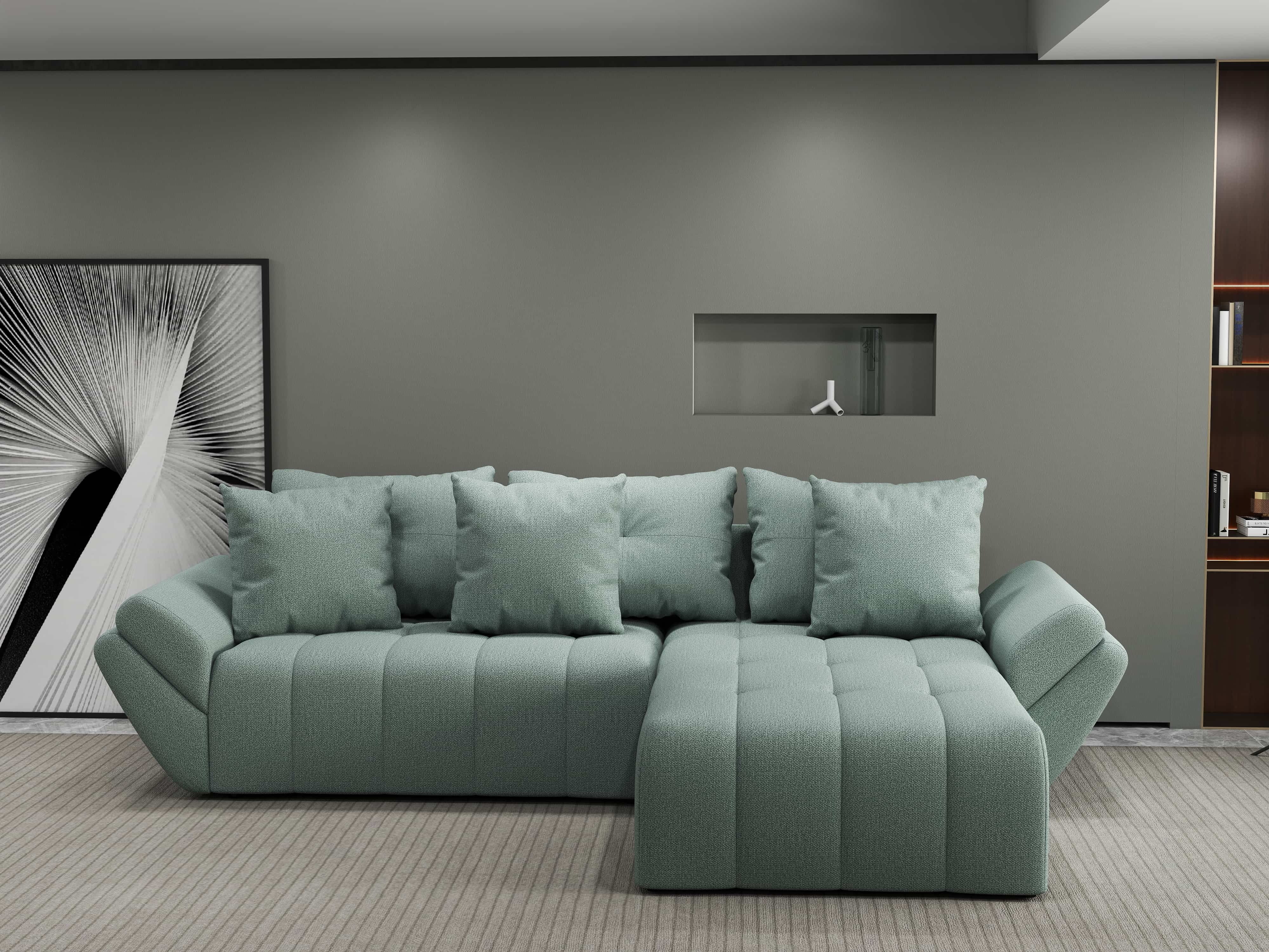 Colțar extensibil dumonde cu ladă de depozitare si sezut confortabil din spuma HR, Berlin Enjoy Mint 280x185 cm II Fabrica