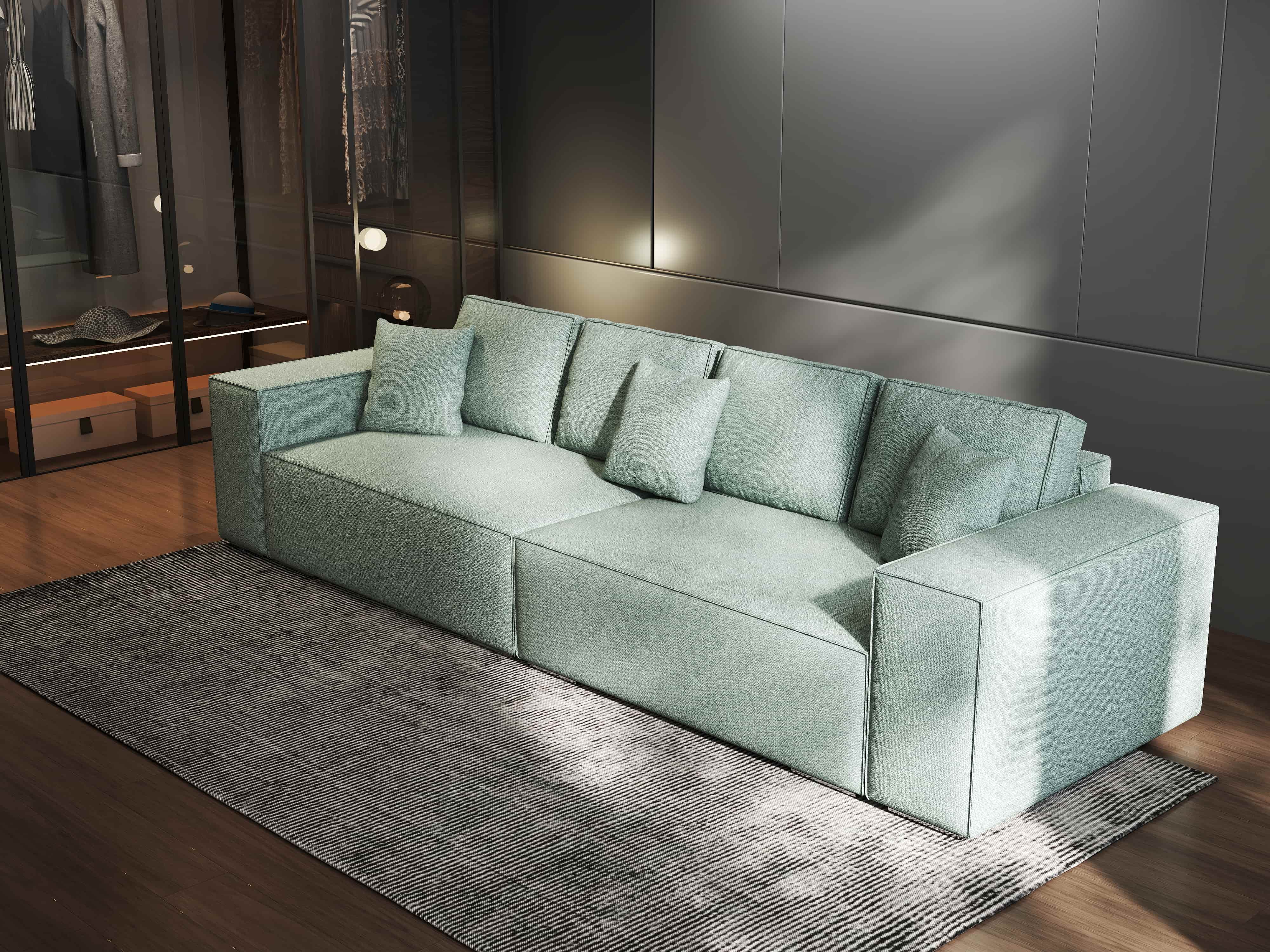 Canapea extensibilă dumonde cu ladă de depozitare si sezut confortabil din spuma HR, Dream Enjoy Mint 310x100 cm Fabrica