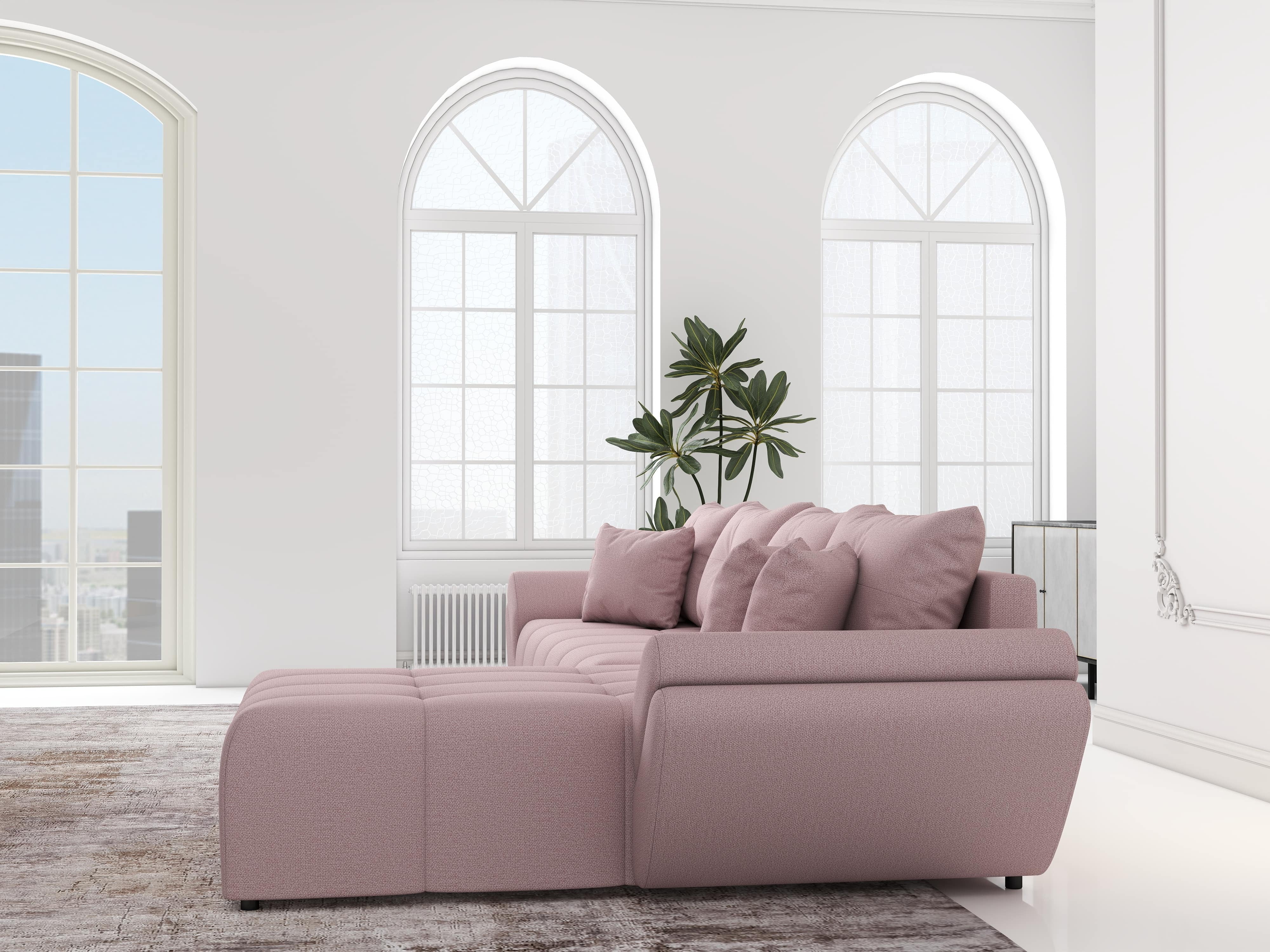 Colțar extensibil dumonde cu ladă de depozitare si sezut confortabil din spuma HR, Berlin XL Enjoy Flamingo 350x185 cm II Fabrica