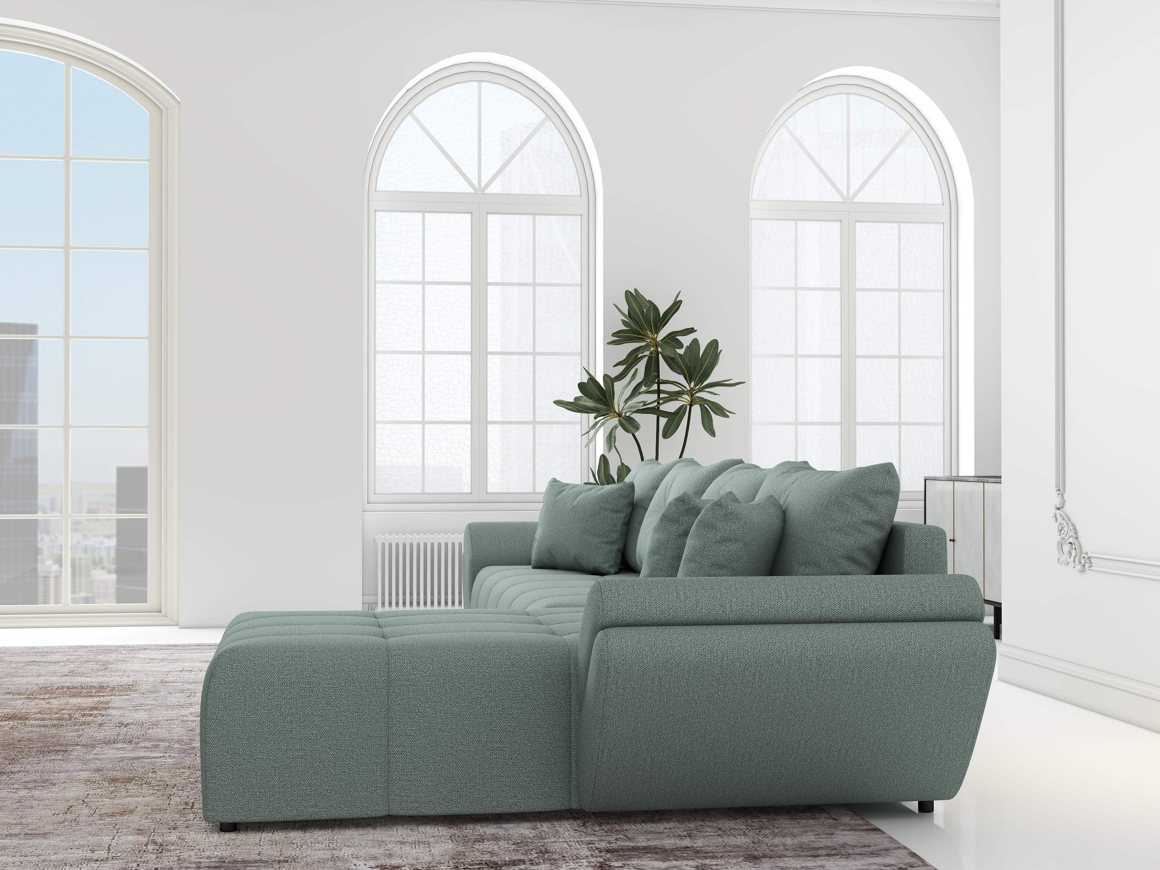 Colțar extensibil dumonde cu ladă de depozitare si sezut confortabil din spuma HR, Berlin XL Enjoy Mint 350x185 cm II Fabrica