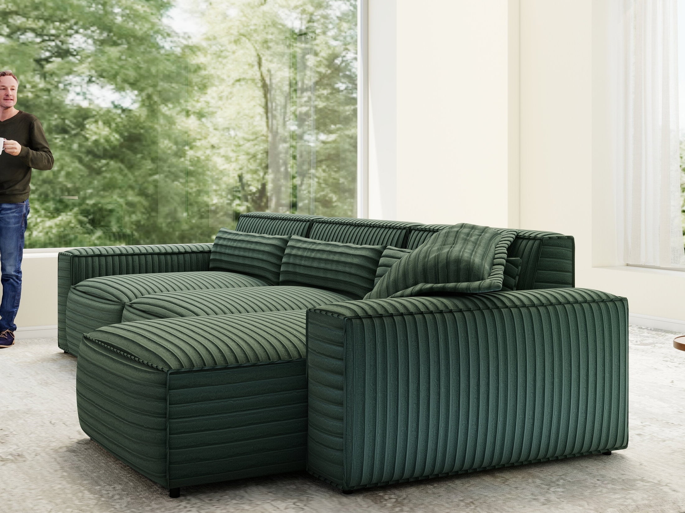 Colțar dumonde cu sezut confortabil din spuma HR, Marvelo XL Ambience Verde 366x175 cm II