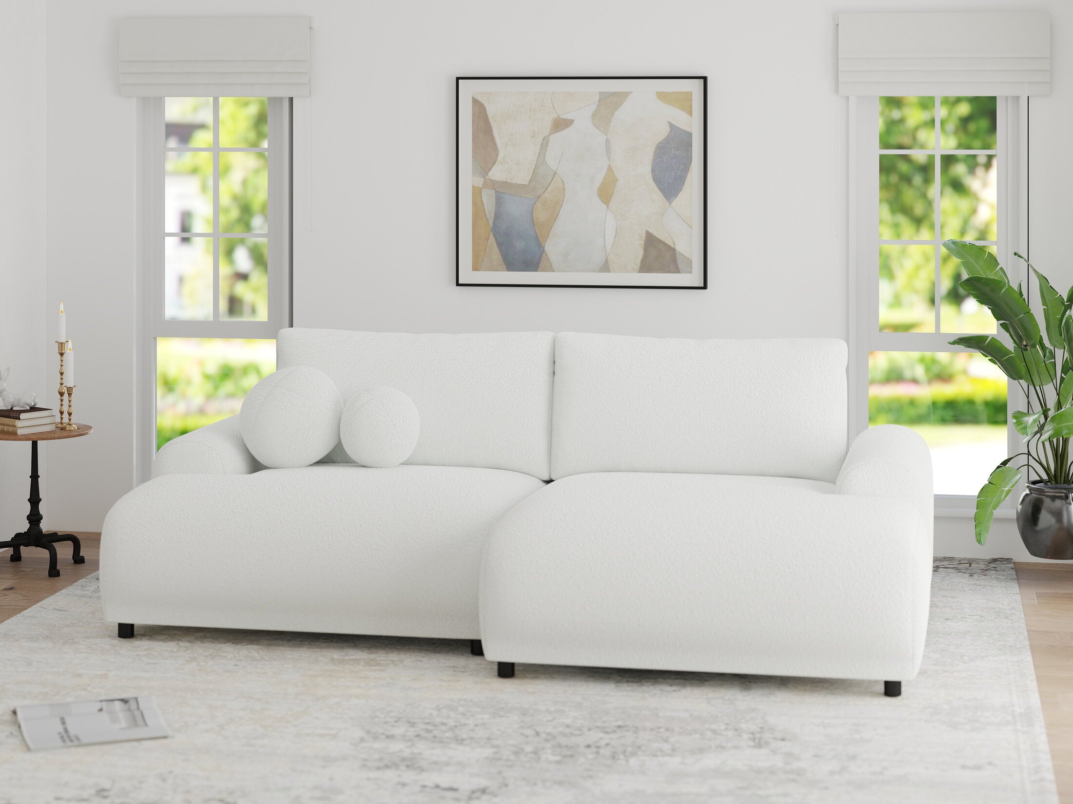 Colțar extensibil dumonde cu ladă de depozitare și șezut confortabil din spumă HR, Carlo Euphoria Alb 240x145 cm II